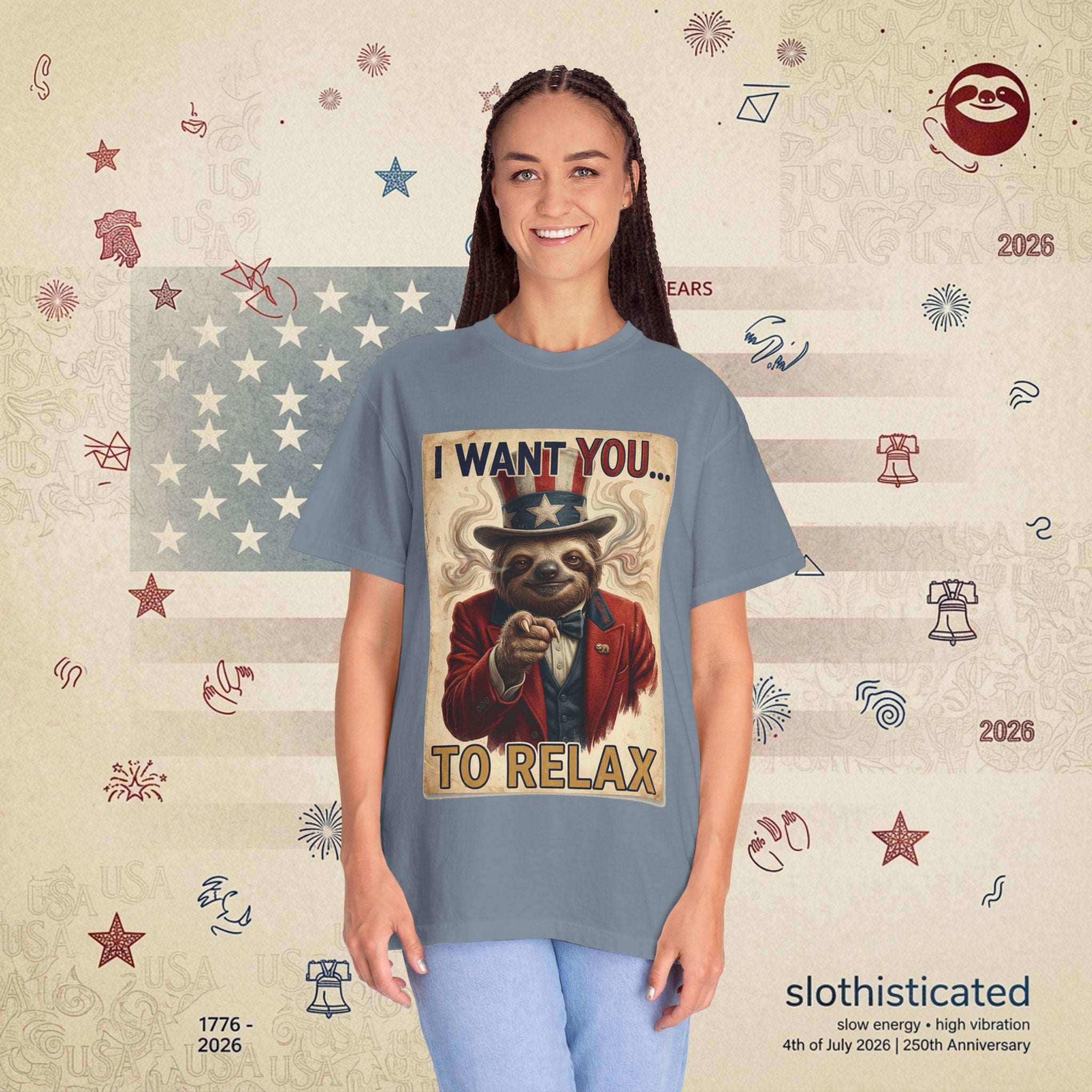 Uncle Slow — Patriotic Uncle Sam Sloth Relax Parody T-Shirt