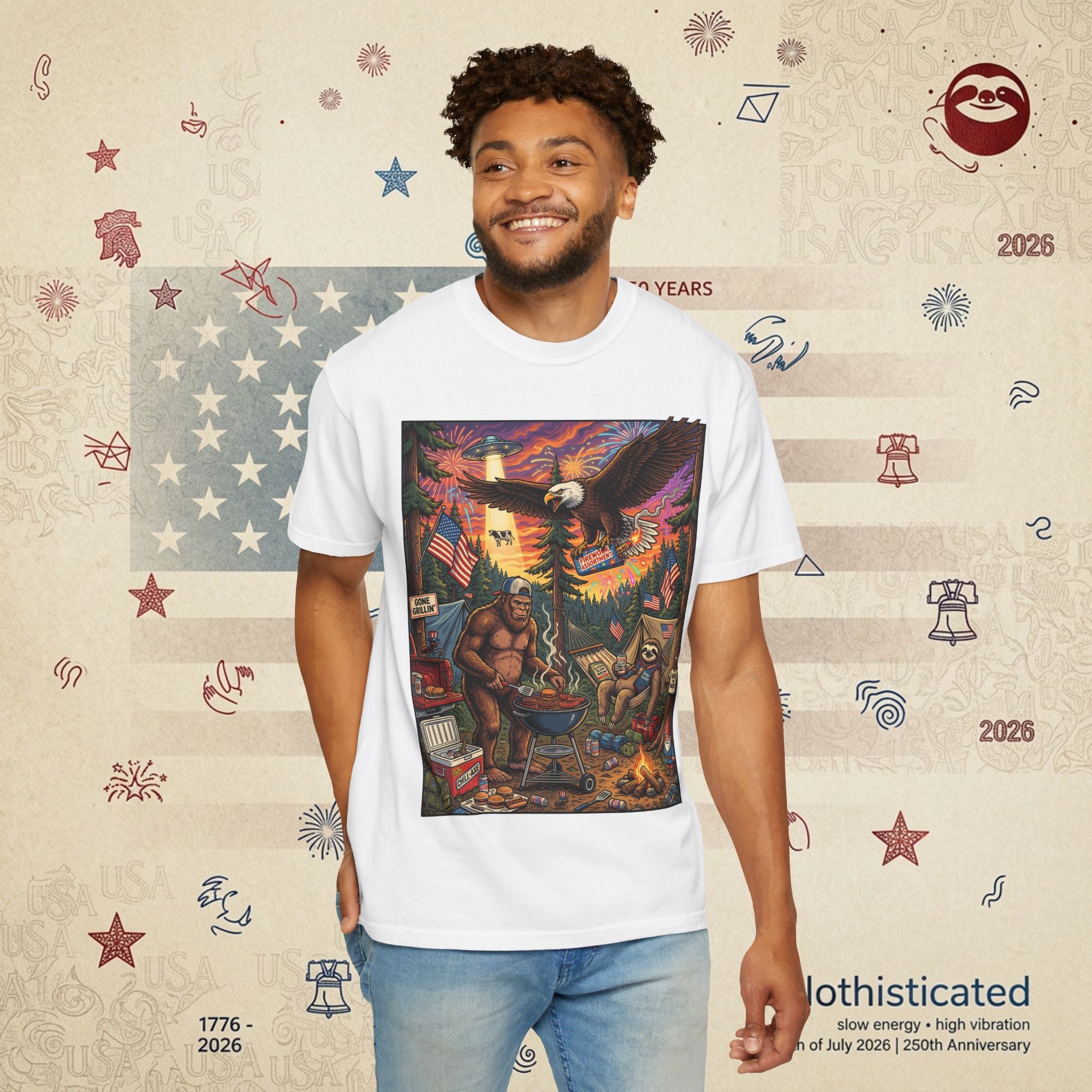 The Pitmaster — Patriotic Sasquatch Eagle Cookout T-Shirt
