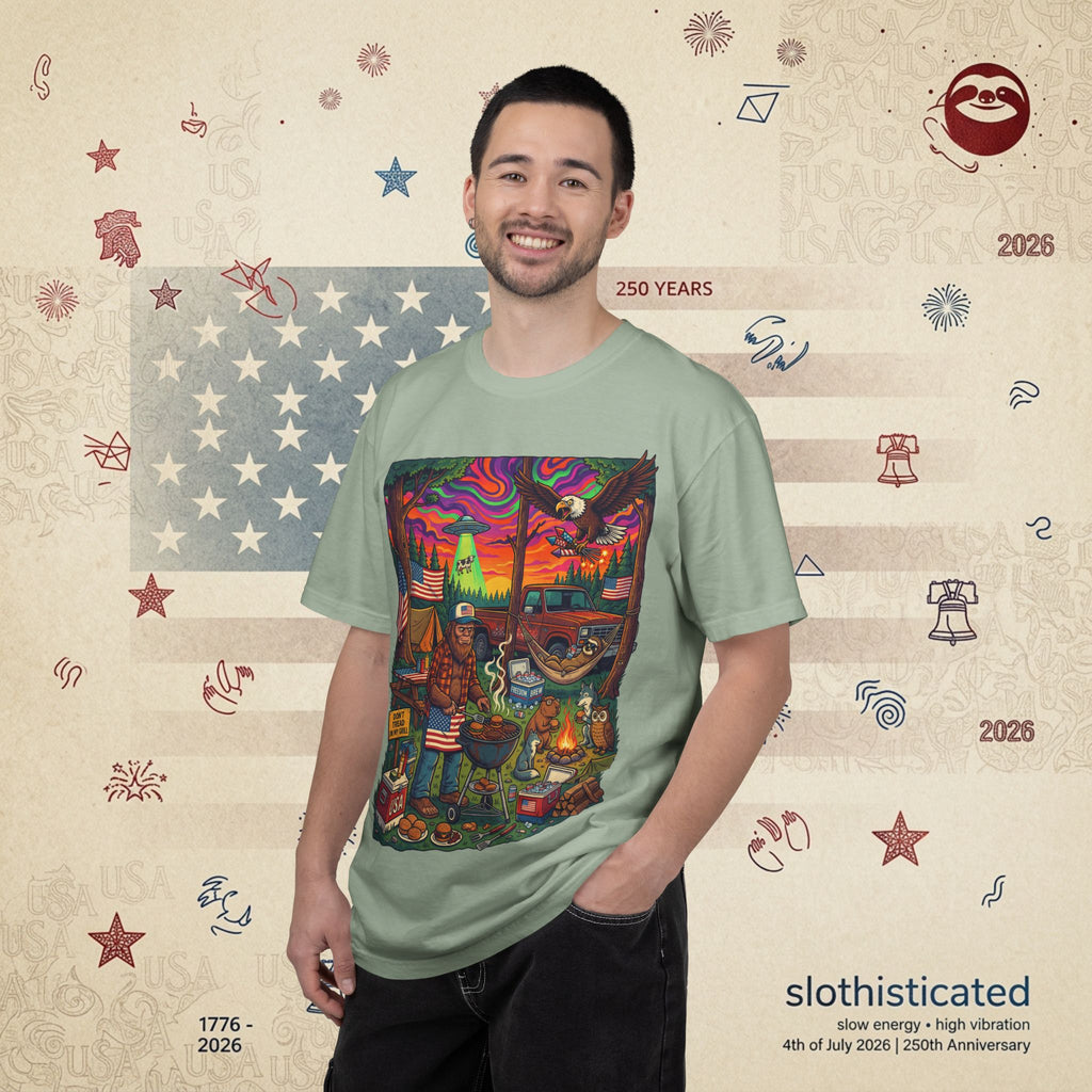 The Long Weekend — Sloth Campfire Americana T-Shirt