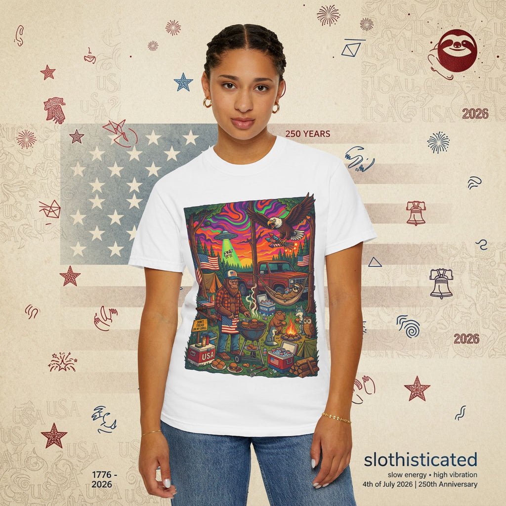 The Long Weekend — Sloth Campfire Americana T-Shirt
