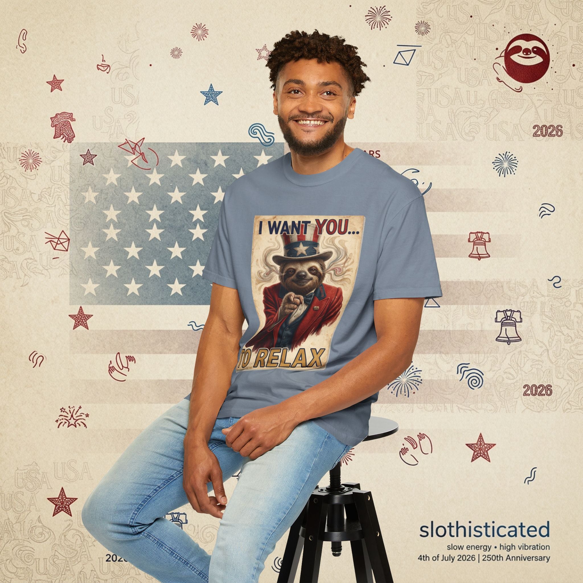 Uncle Slow — Patriotic Uncle Sam Sloth Relax Parody T-Shirt