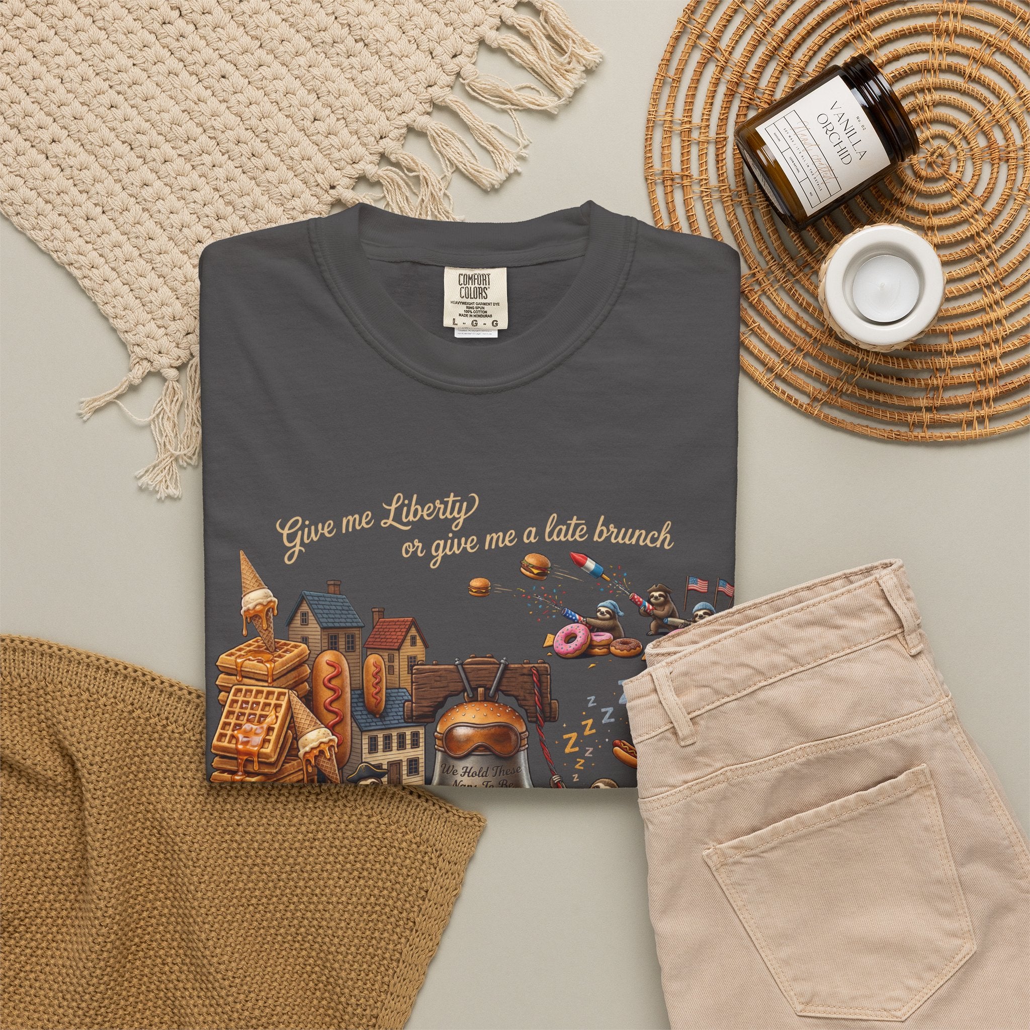 The Late Brunch — Liberty Bell Sloth Vintage Illustration Tee