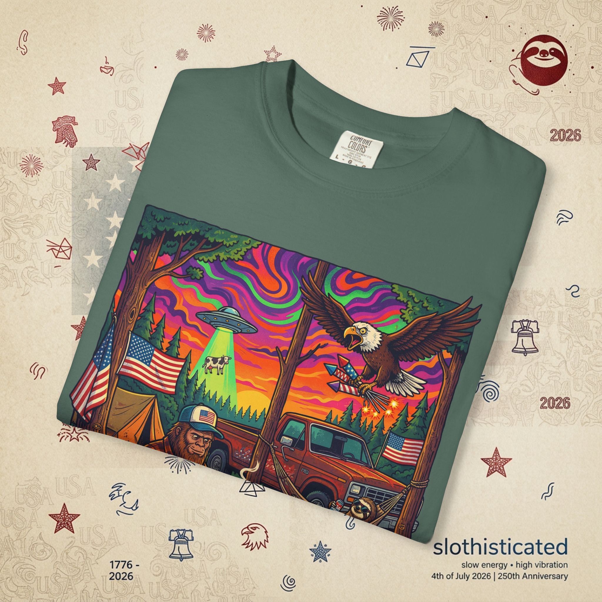 The Long Weekend — Sloth Campfire Americana T-Shirt