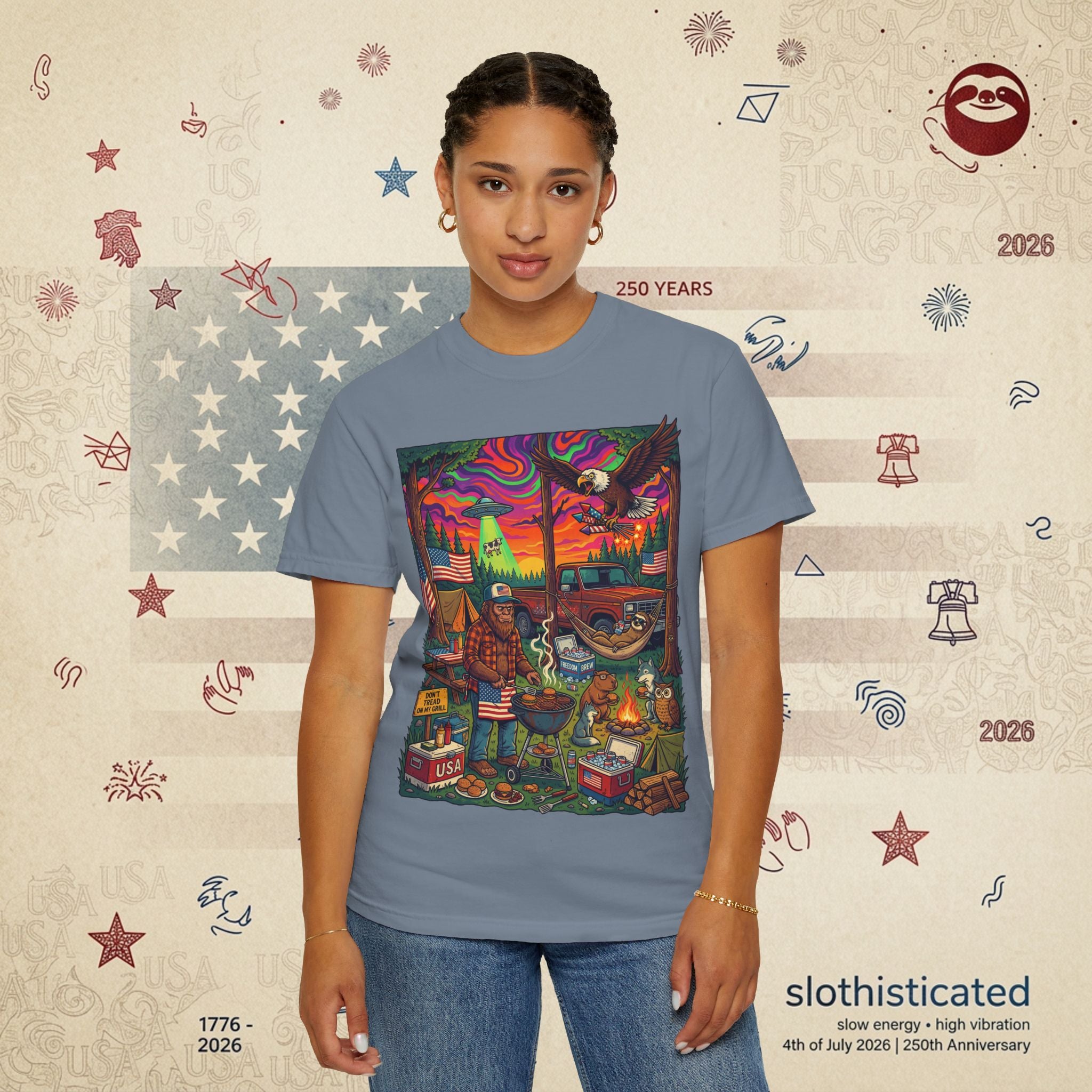The Long Weekend — Sloth Campfire Americana T-Shirt