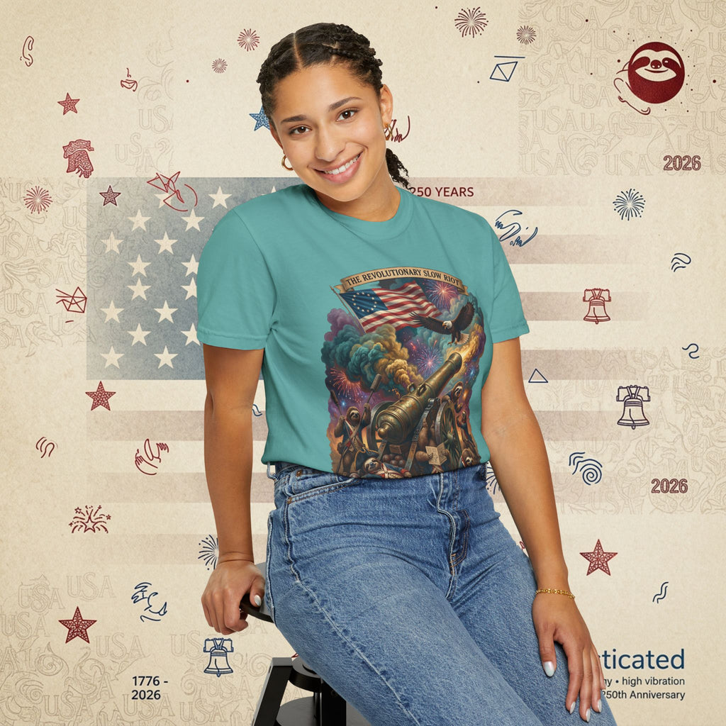 The Slow Riot — Patriotic Revolutionary Cannon 1776–2026 T-Shirt
