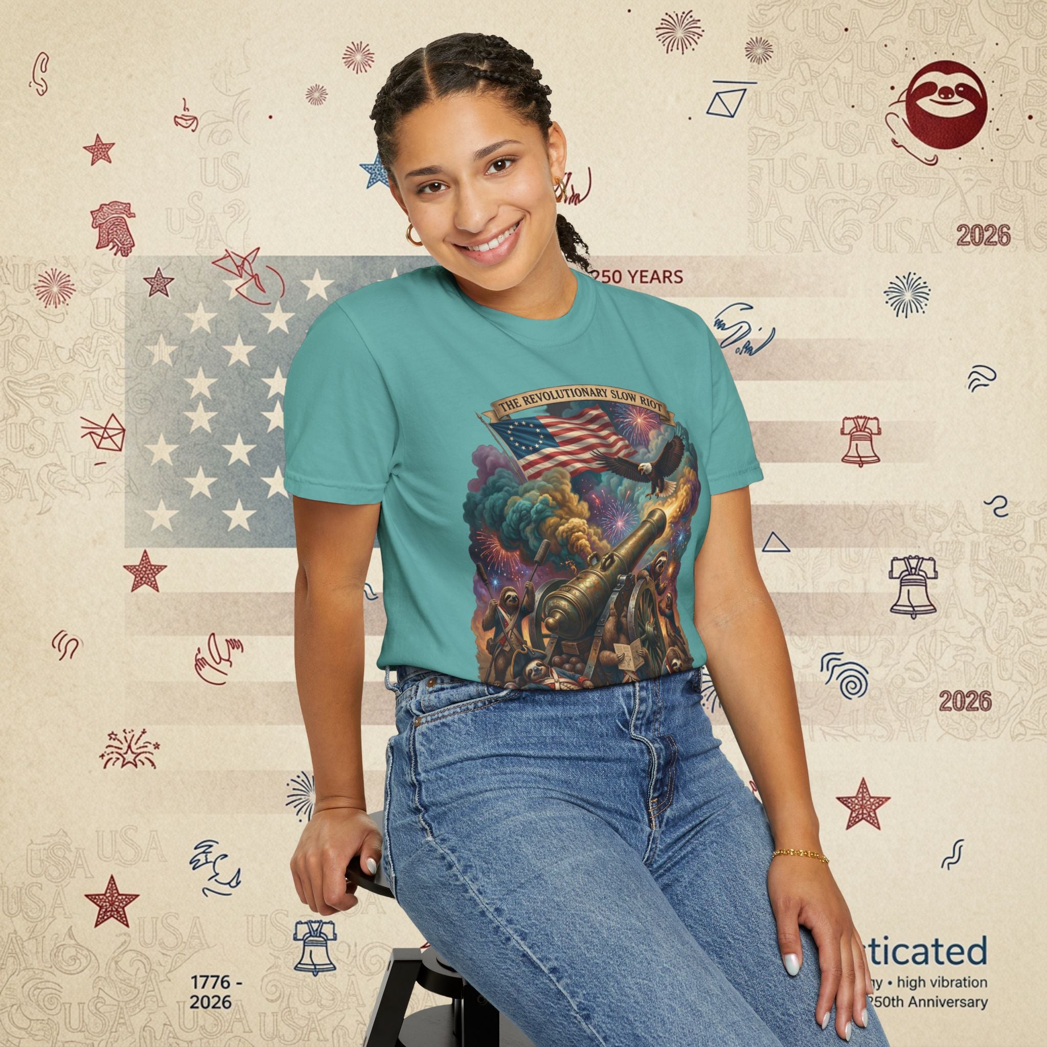 The Slow Riot — Patriotic Revolutionary Cannon 1776–2026 T-Shirt