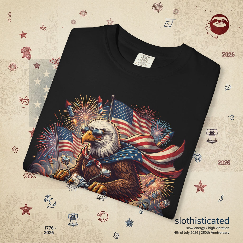 The Outrider — Patriotic Bald Eagle Motorcycle T-Shirt