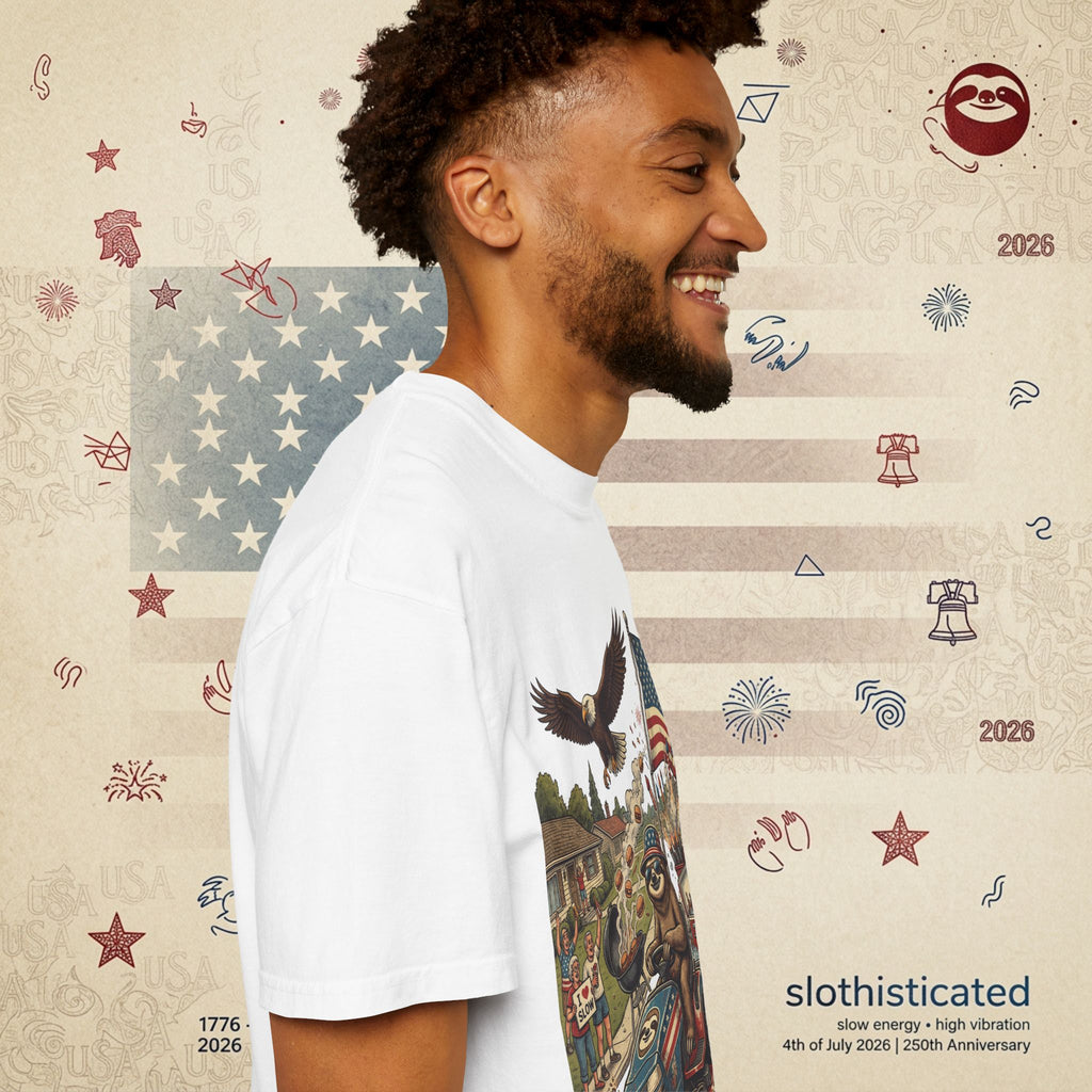 The Slow Ride — Sloth Riding Mower Americana T-Shirt