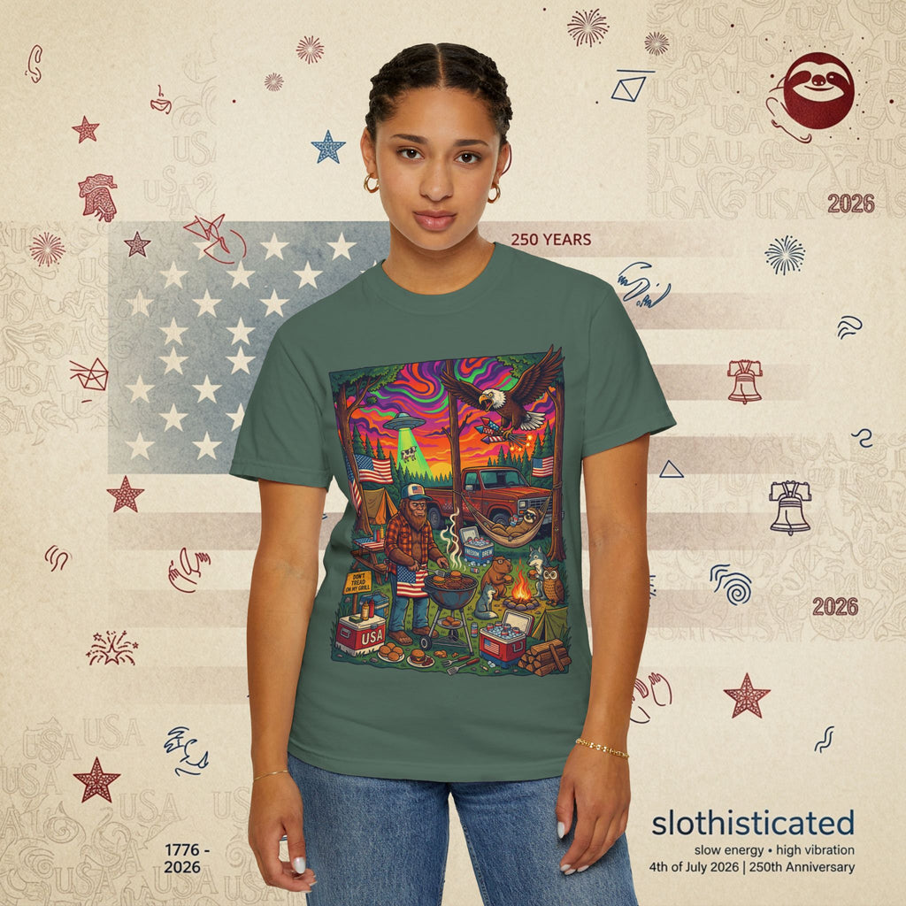 The Long Weekend — Sloth Campfire Americana T-Shirt