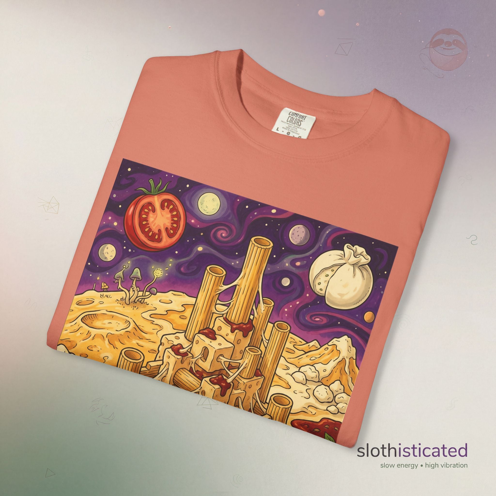 The Pasta Citadel — Funny Pasta Castle Tee · Surreal Foodie Art