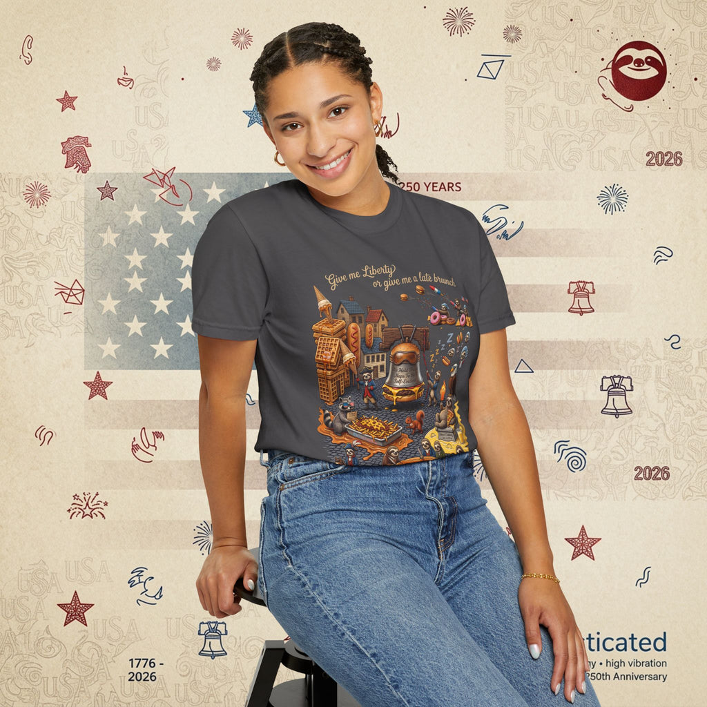 The Late Brunch — Liberty Bell Sloth Vintage Illustration Tee