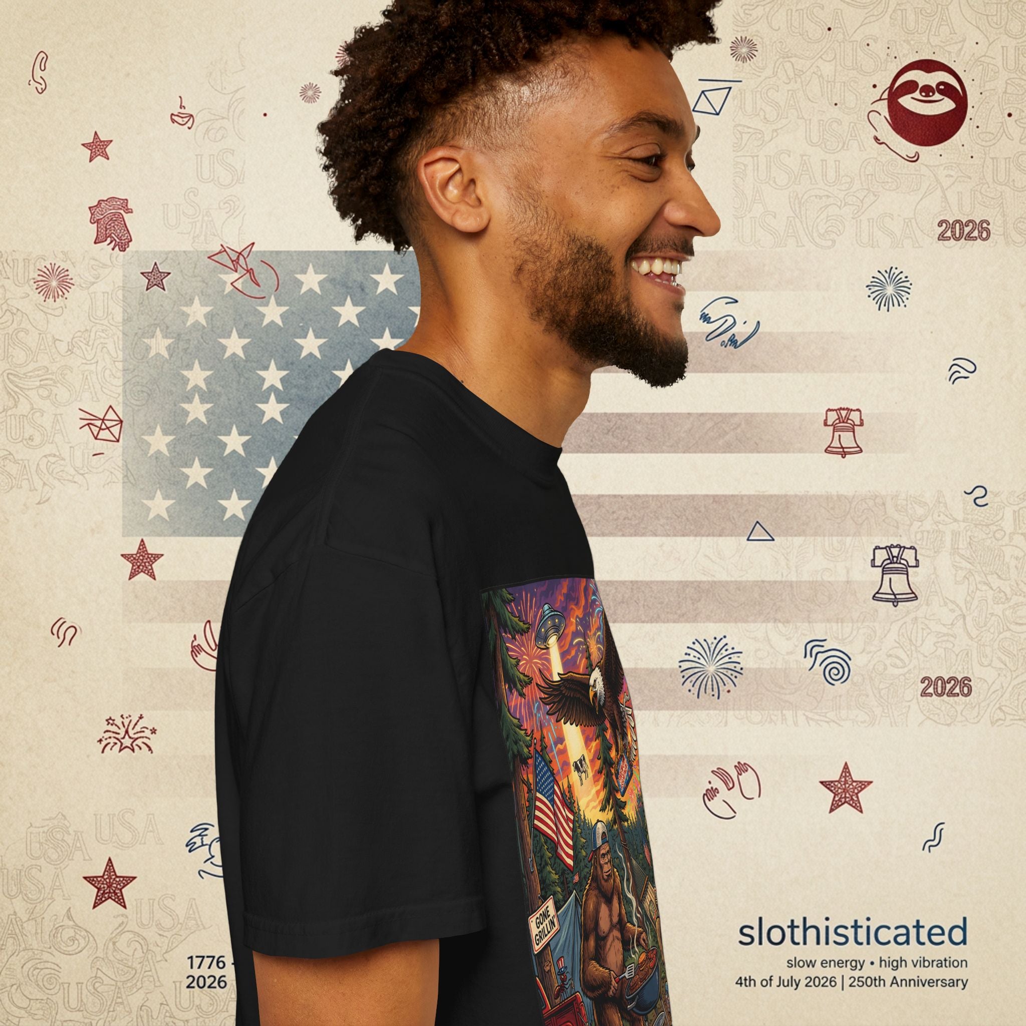 The Pitmaster — Patriotic Sasquatch Eagle Cookout T-Shirt