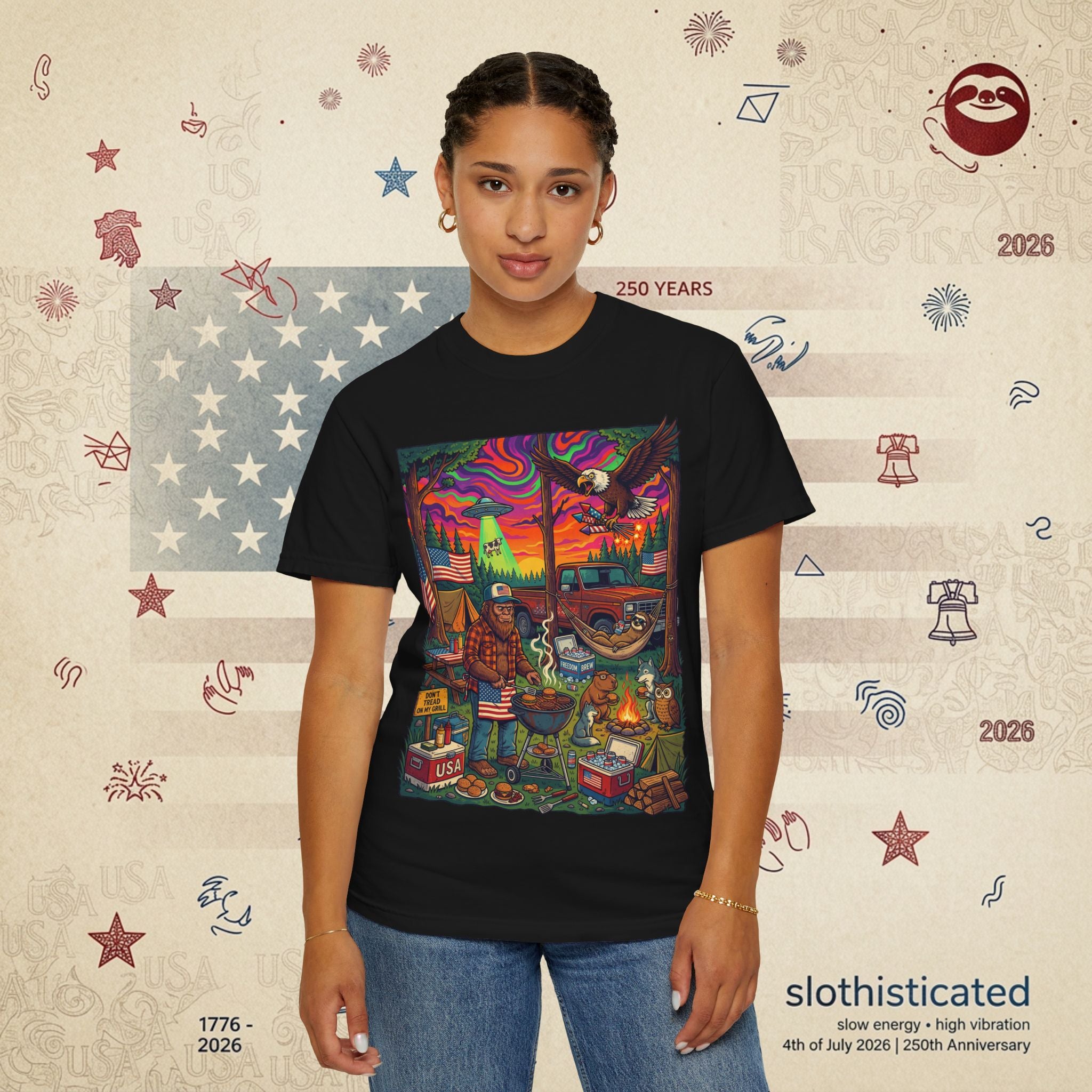 The Long Weekend — Sloth Campfire Americana T-Shirt
