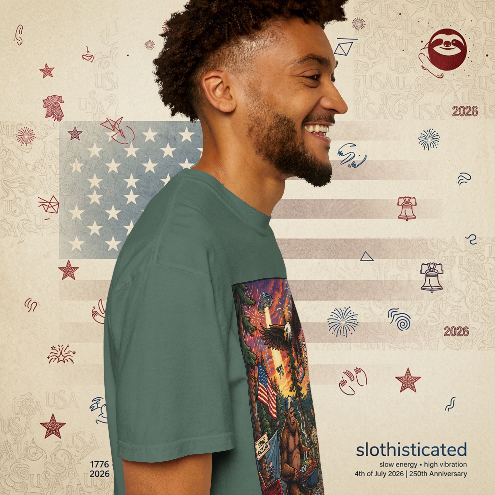 The Pitmaster — Patriotic Sasquatch Eagle Cookout T-Shirt
