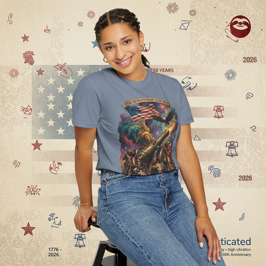 The Slow Riot — Patriotic Revolutionary Cannon 1776–2026 T-Shirt