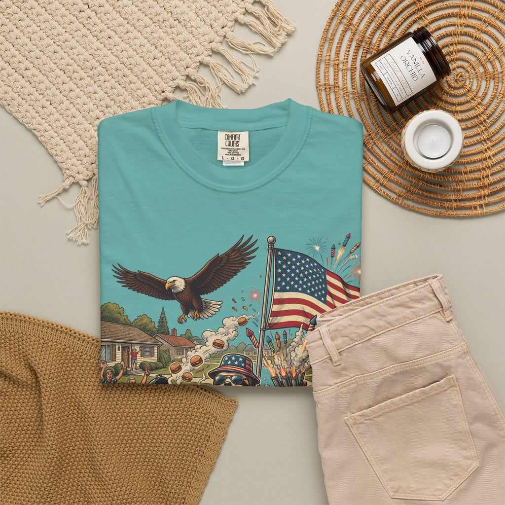 The Slow Ride — Sloth Riding Mower Americana T-Shirt