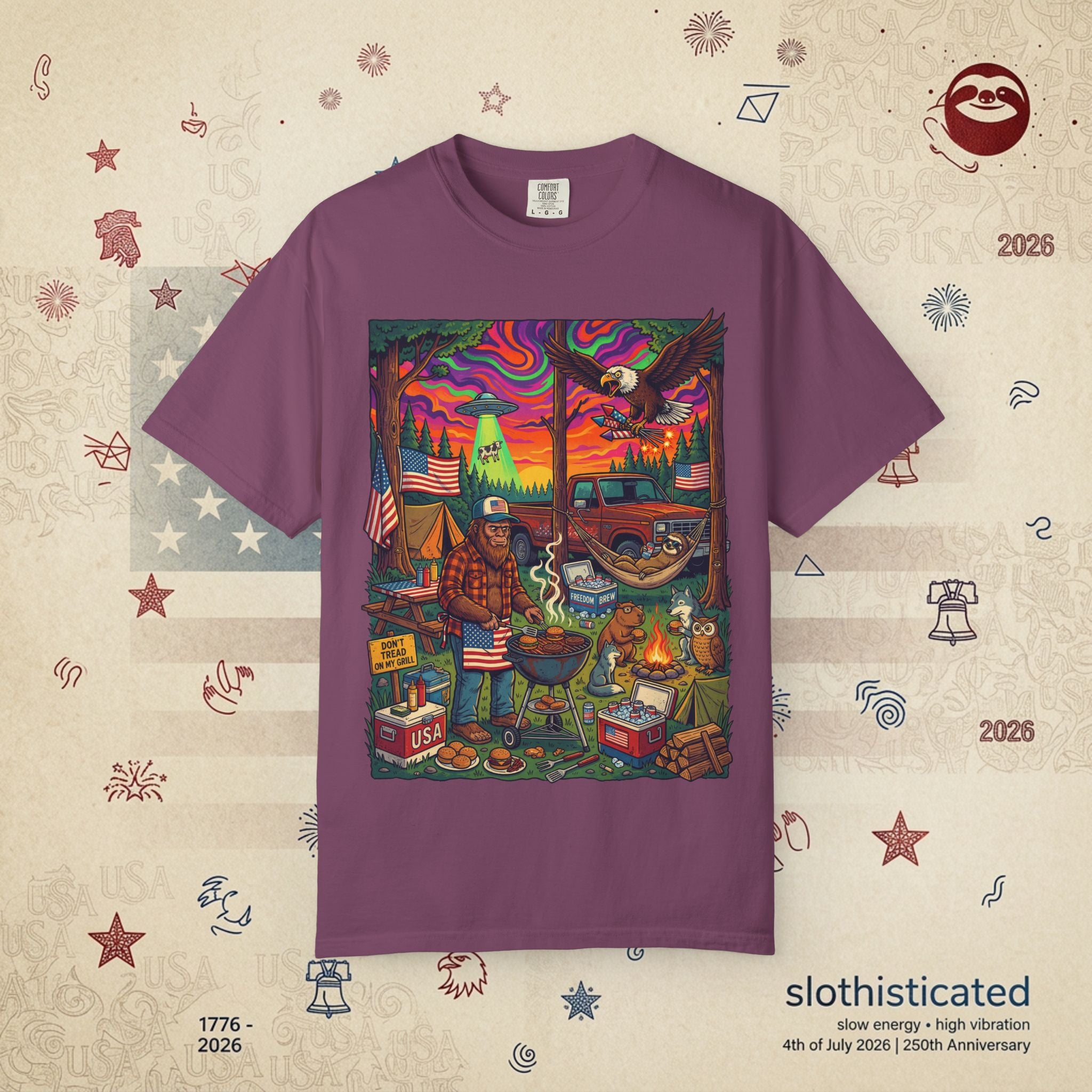 The Long Weekend — Sloth Campfire Americana T-Shirt