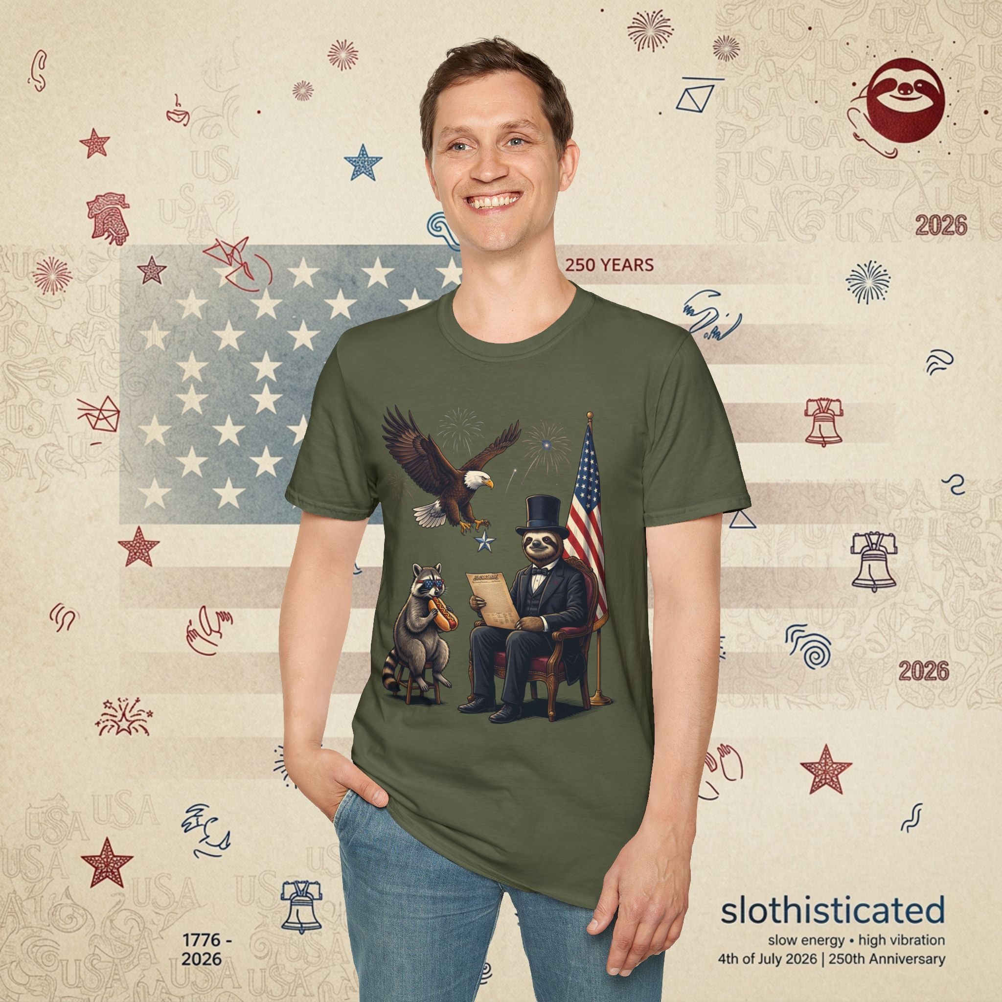 The Statesman — Lincoln-Era Sloth Portrait Tee