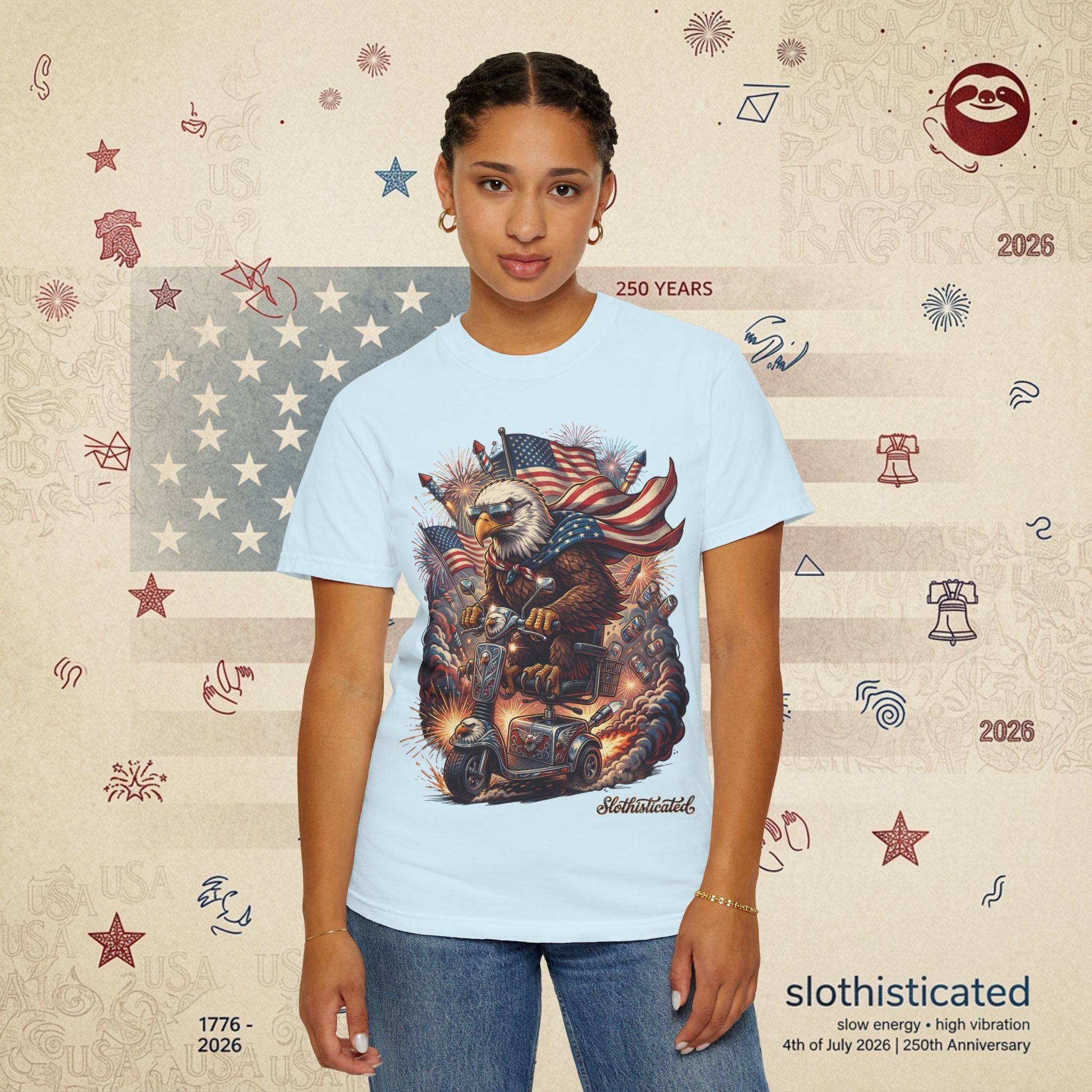 The Outrider — Patriotic Bald Eagle Motorcycle T-Shirt