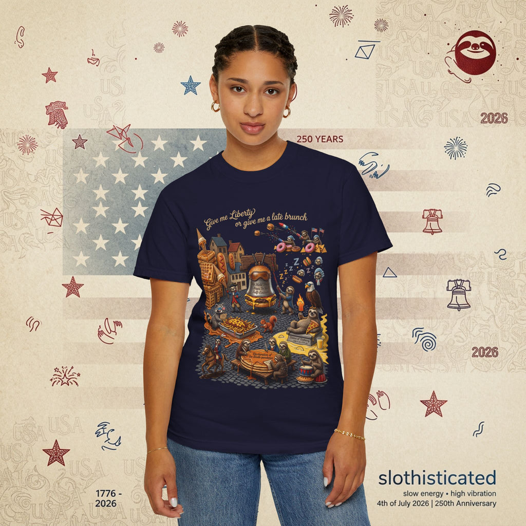 The Late Brunch — Liberty Bell Sloth Vintage Illustration Tee