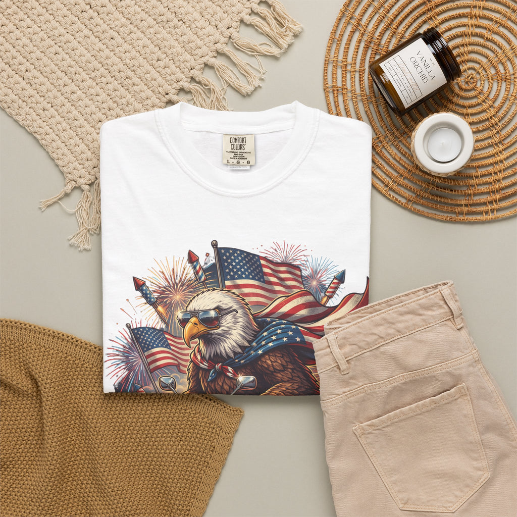 The Outrider — Patriotic Bald Eagle Motorcycle T-Shirt