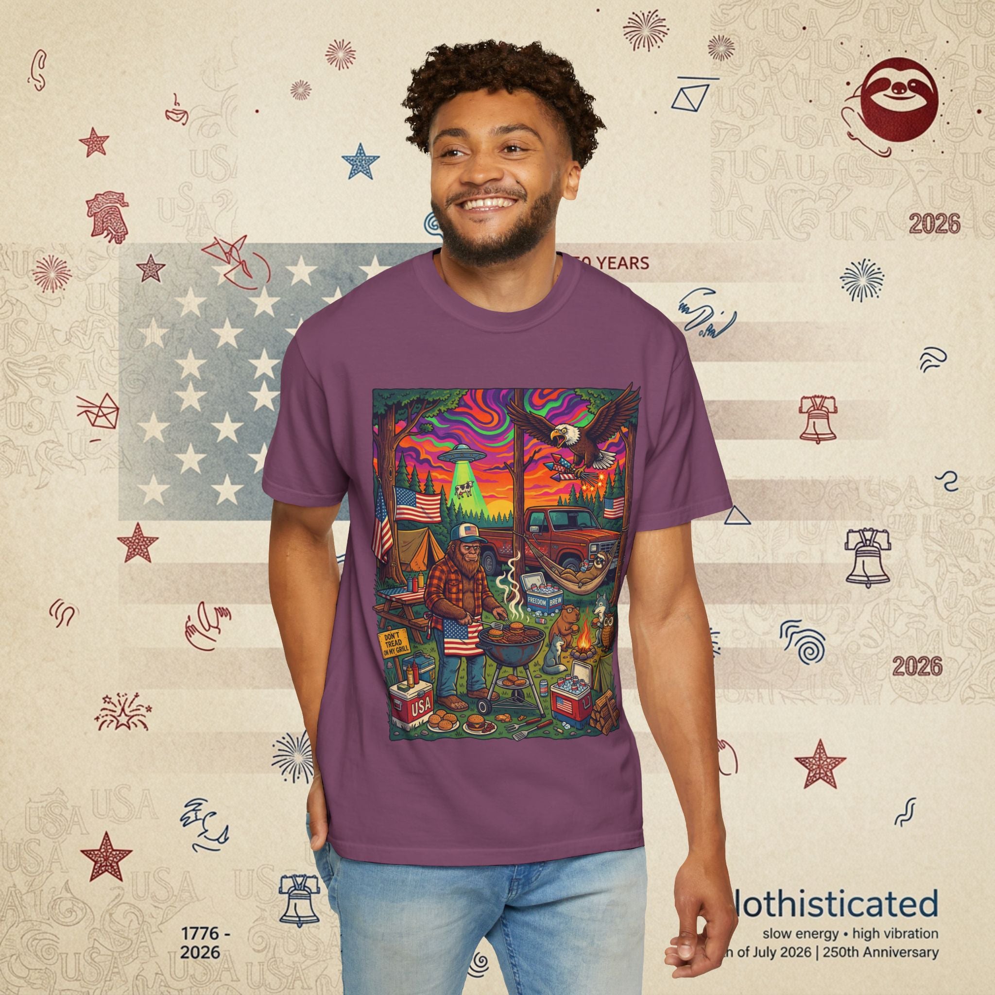 The Long Weekend — Sloth Campfire Americana T-Shirt