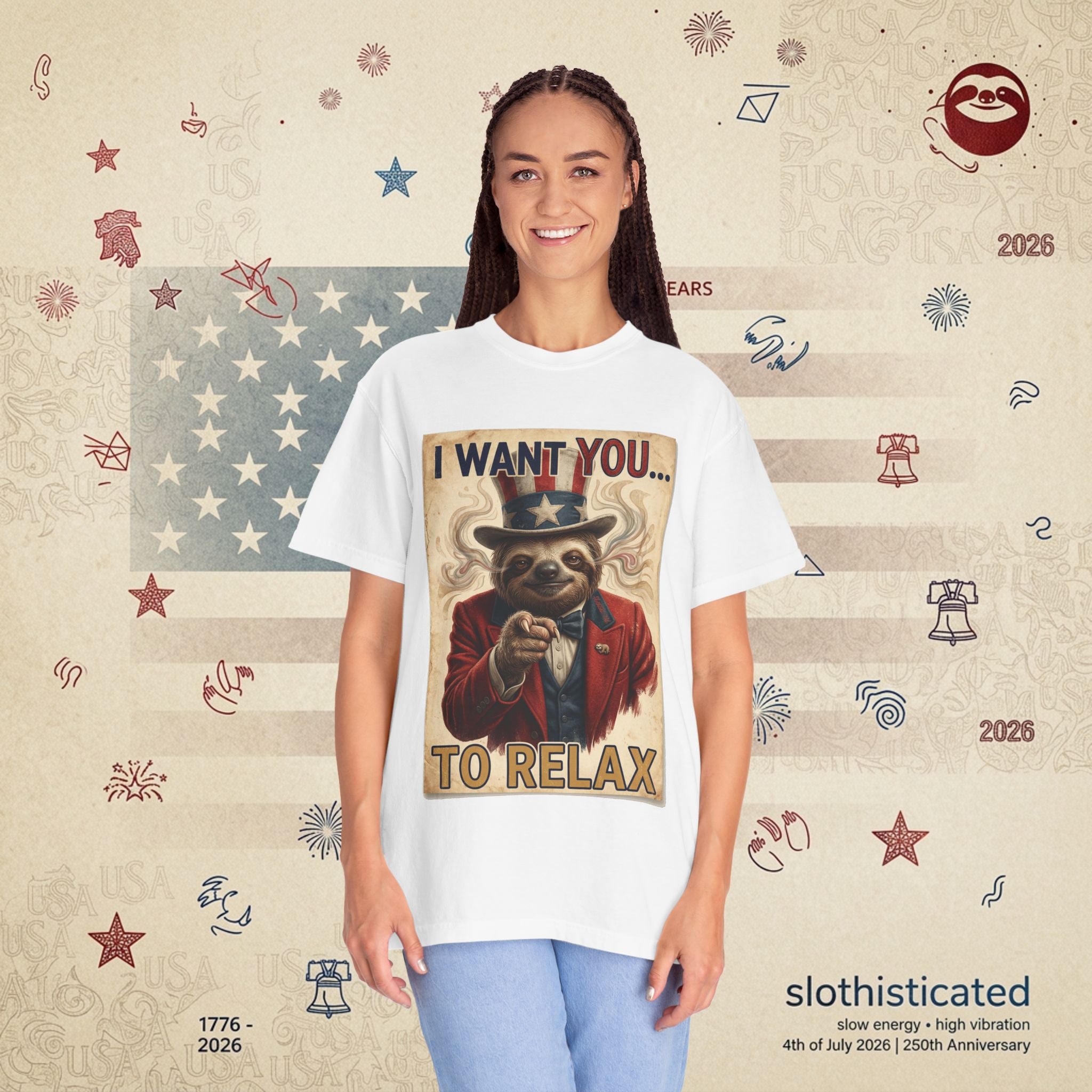 Uncle Slow — Patriotic Uncle Sam Sloth Relax Parody T-Shirt