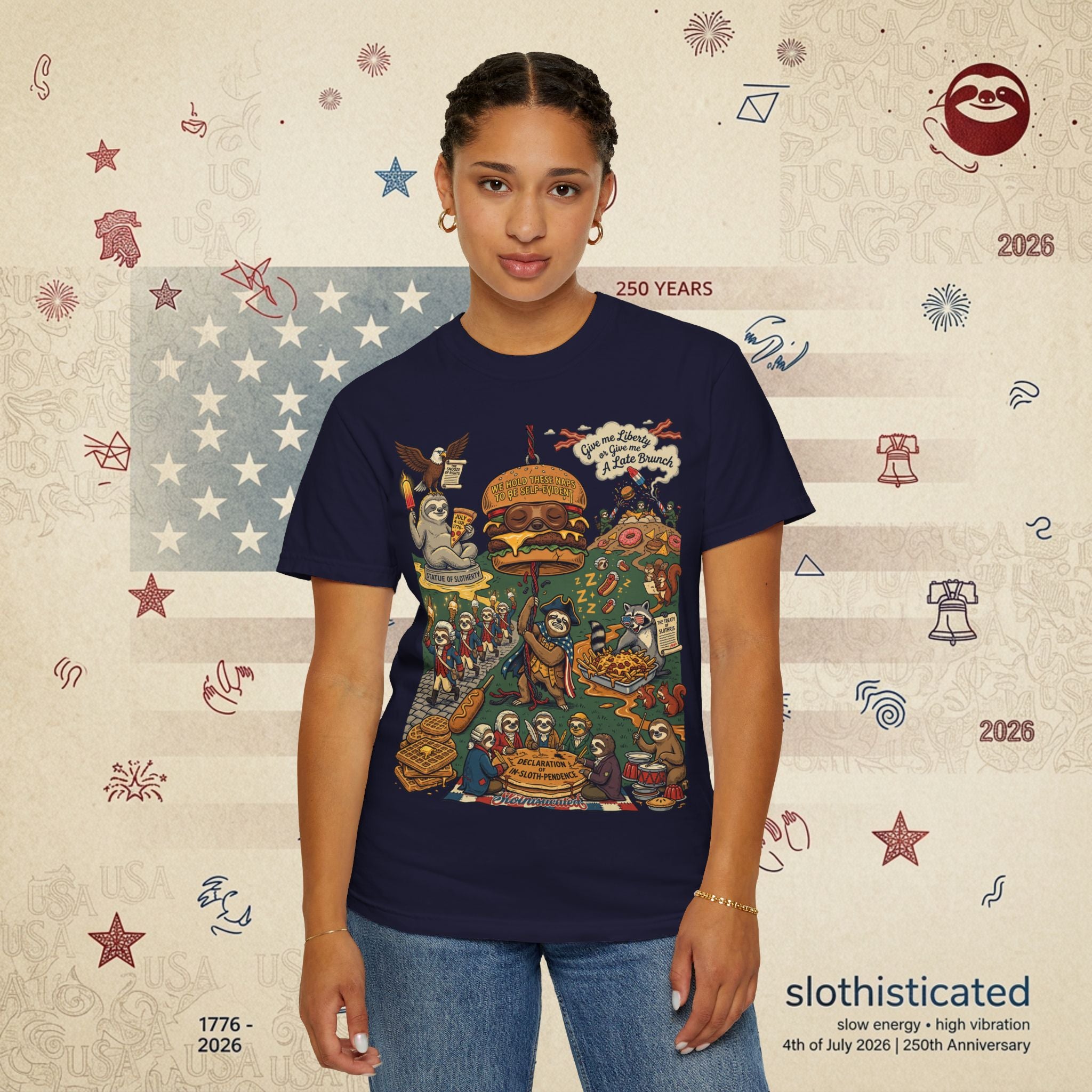 Independence Or Eats Later — Sloth Cookout Comic Tee
