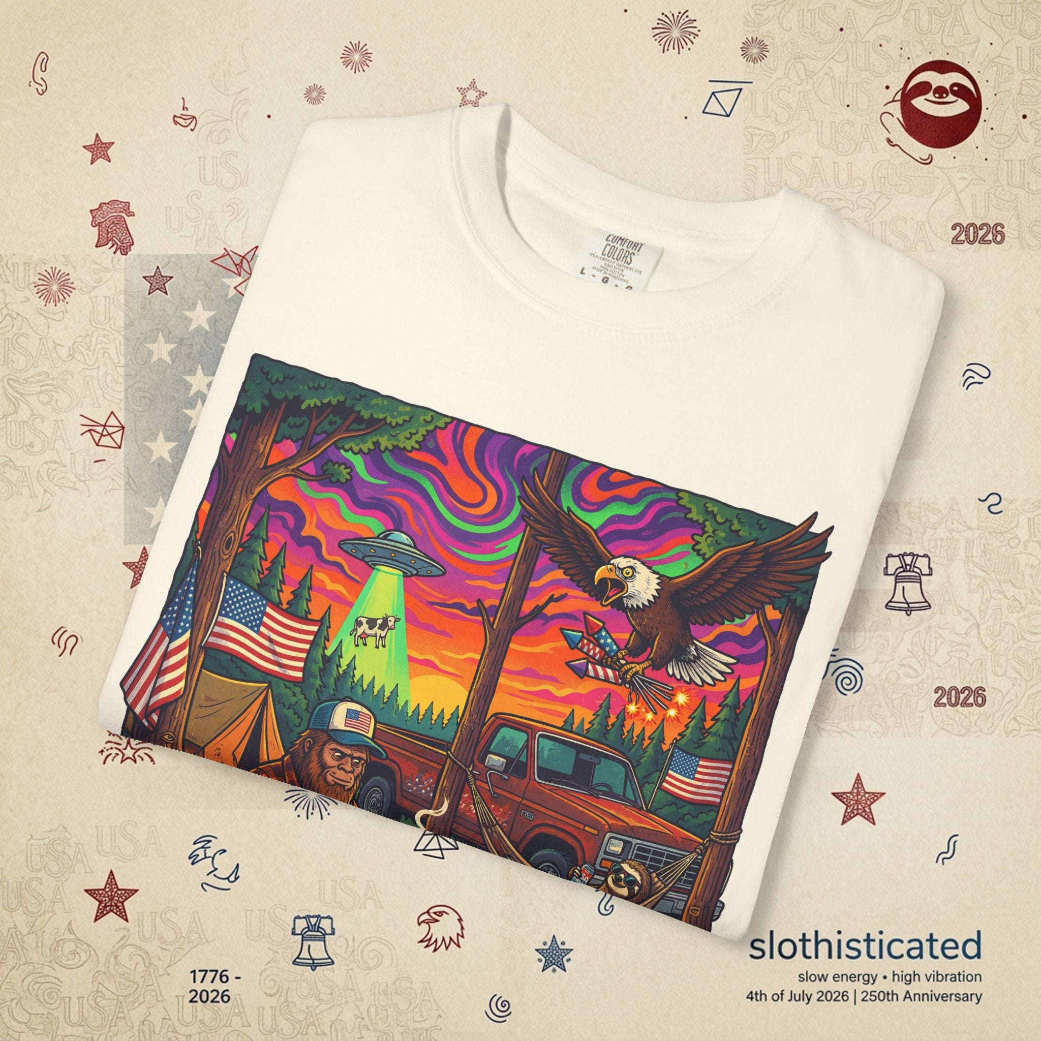 The Long Weekend — Sloth Campfire Americana T-Shirt