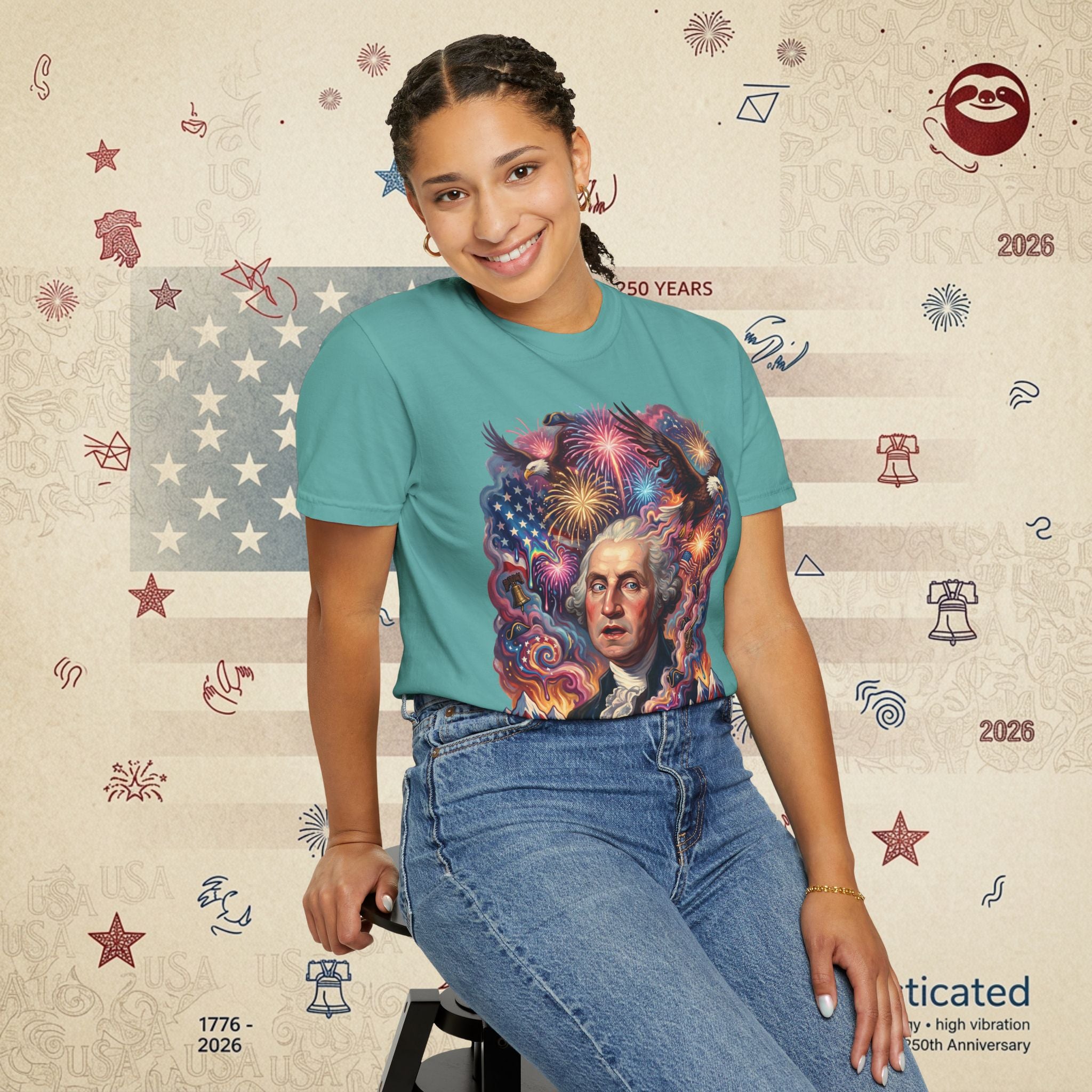 The Reverie — Psychedelic George Washington Fireworks T-Shirt