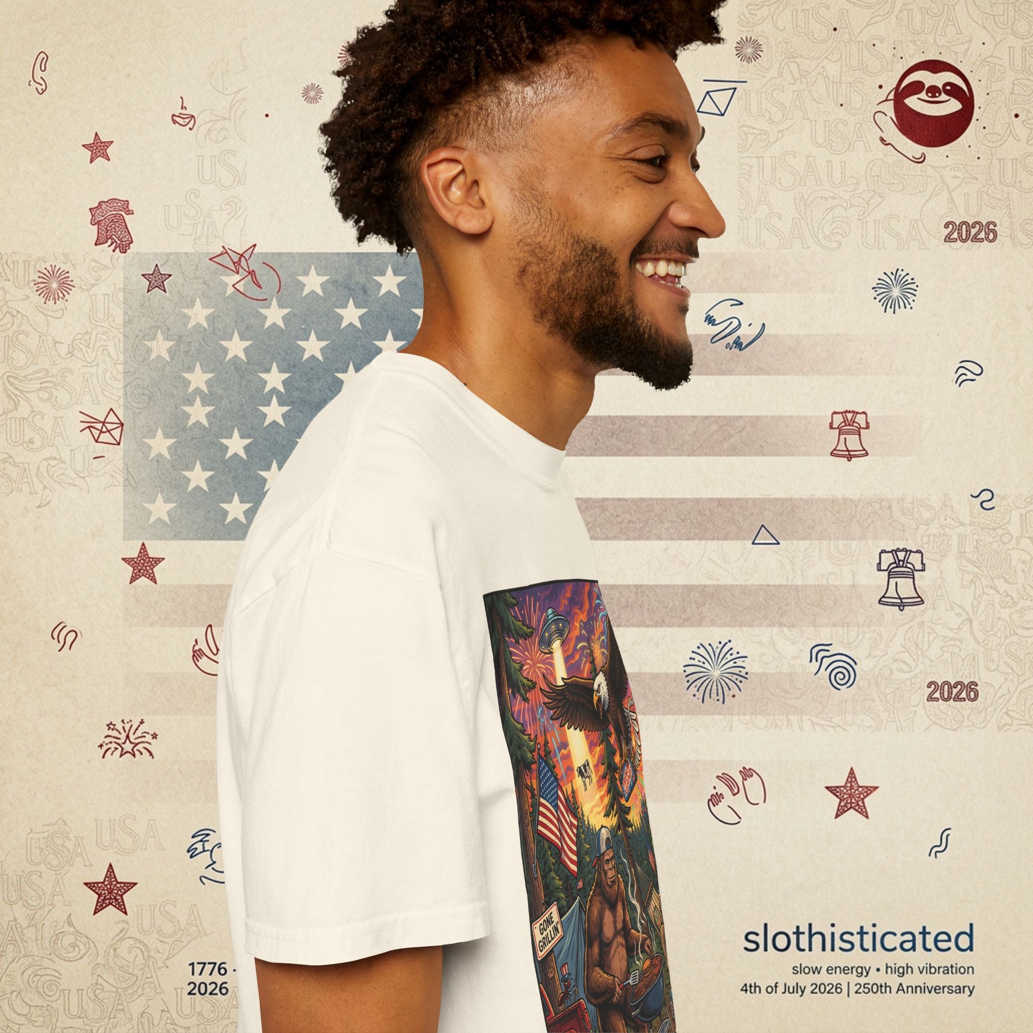 The Pitmaster — Patriotic Sasquatch Eagle Cookout T-Shirt