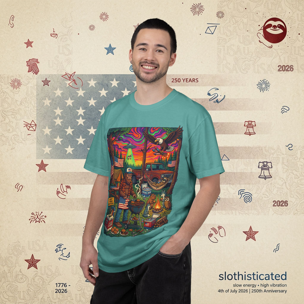 The Long Weekend — Sloth Campfire Americana T-Shirt