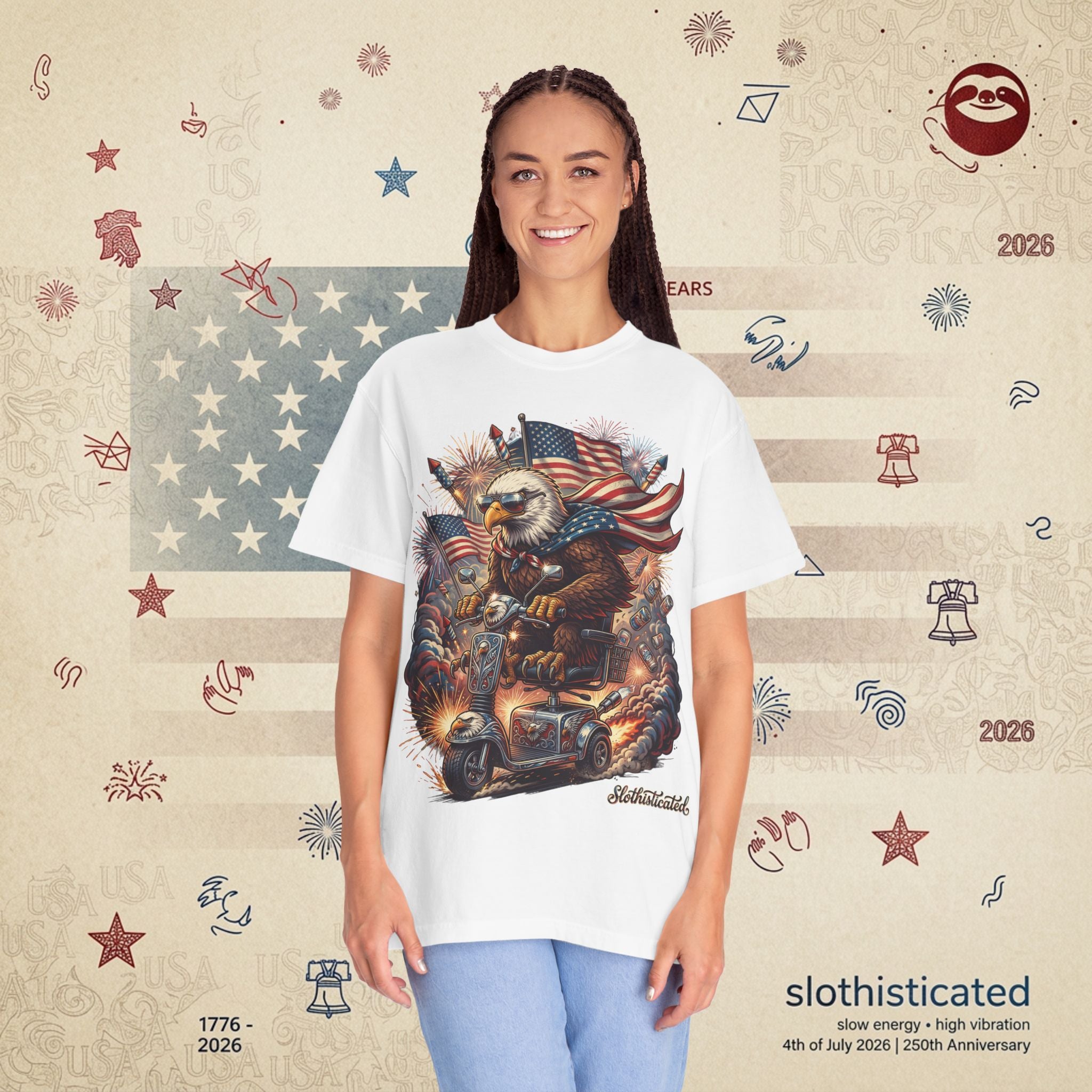 The Outrider — Patriotic Bald Eagle Motorcycle T-Shirt