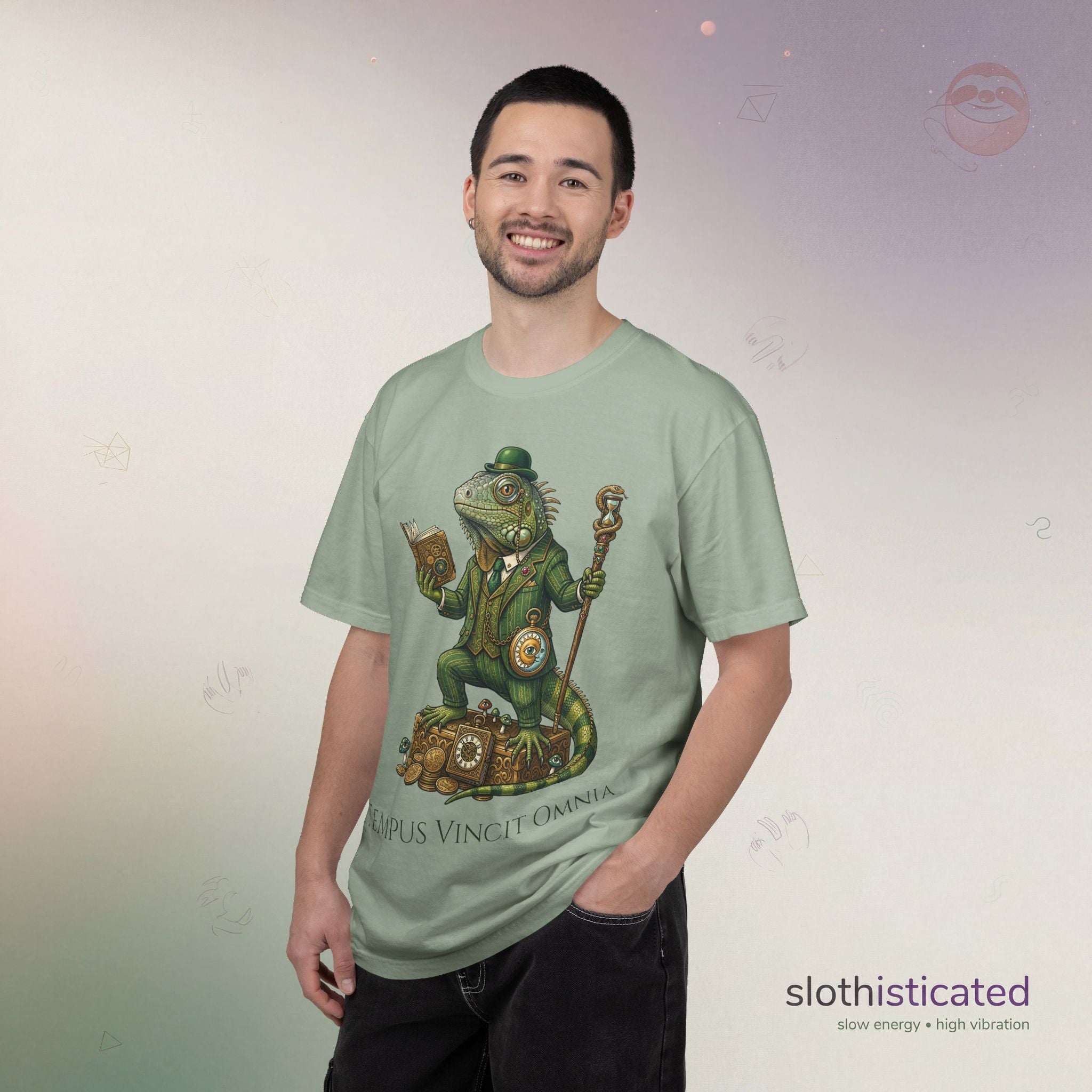The Keeper of Hours — Mystical Iguana Sage T-Shirt