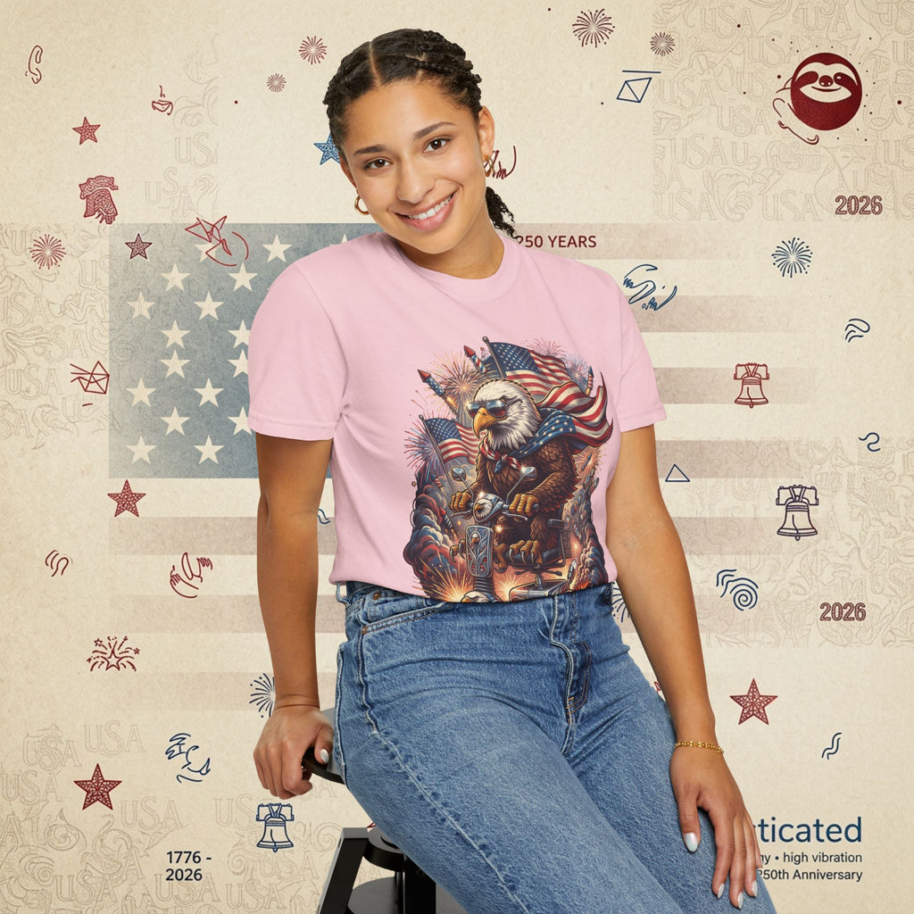 The Outrider — Patriotic Bald Eagle Motorcycle T-Shirt