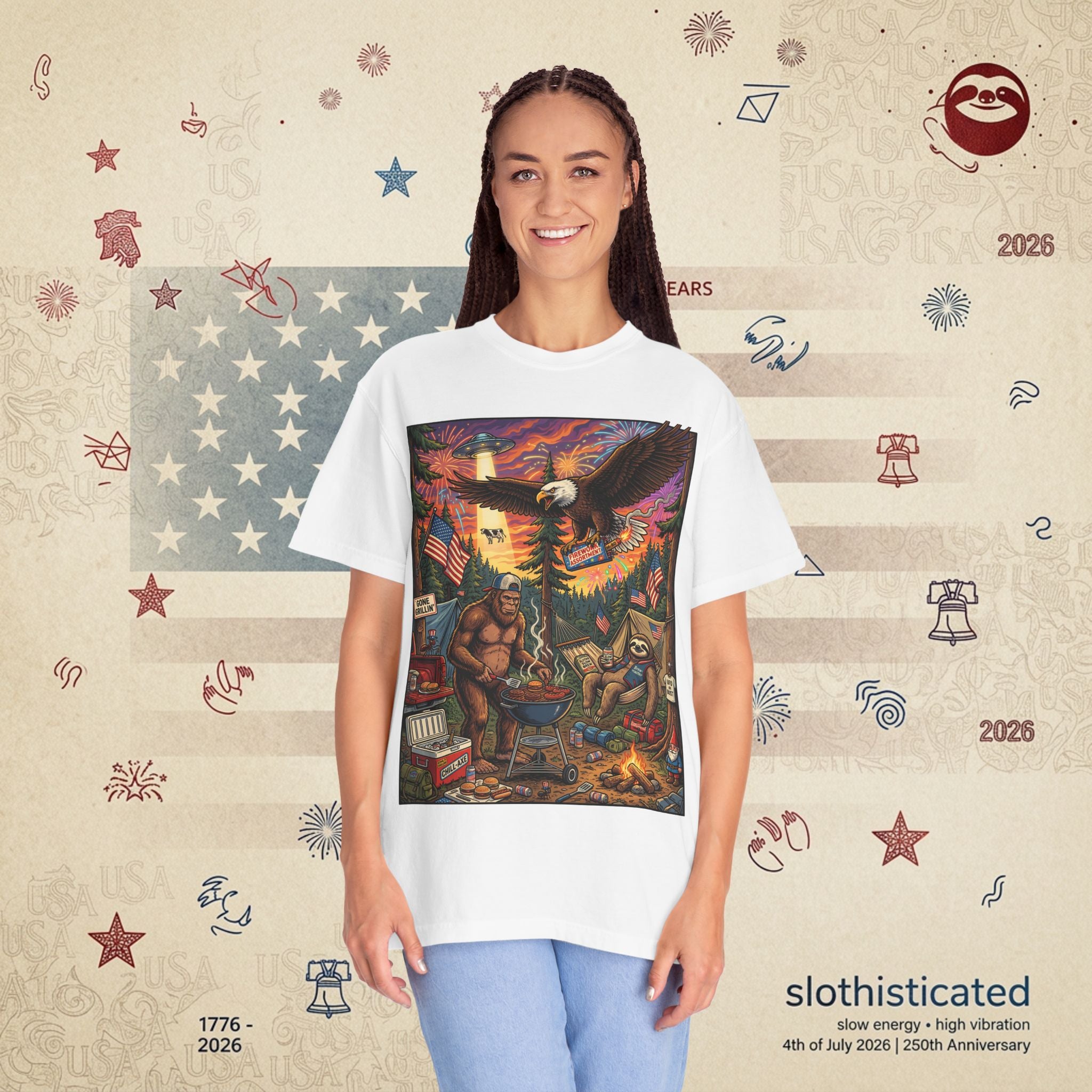 The Pitmaster — Patriotic Sasquatch Eagle Cookout T-Shirt