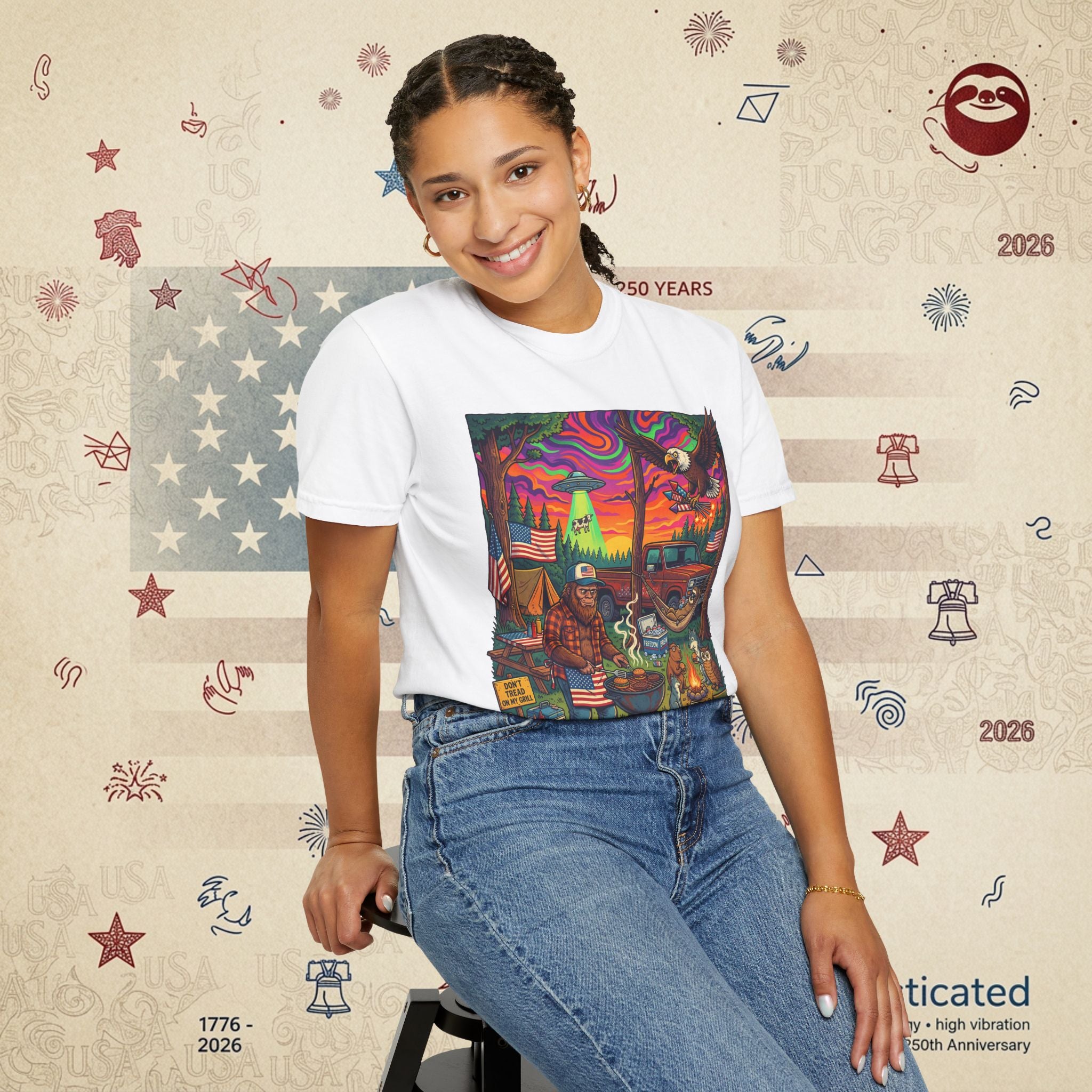 The Long Weekend — Sloth Campfire Americana T-Shirt