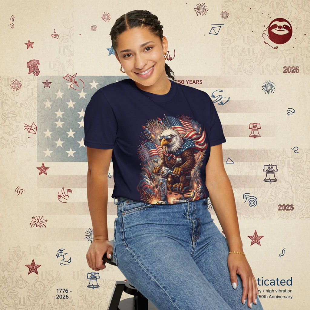 The Outrider — Patriotic Bald Eagle Motorcycle T-Shirt