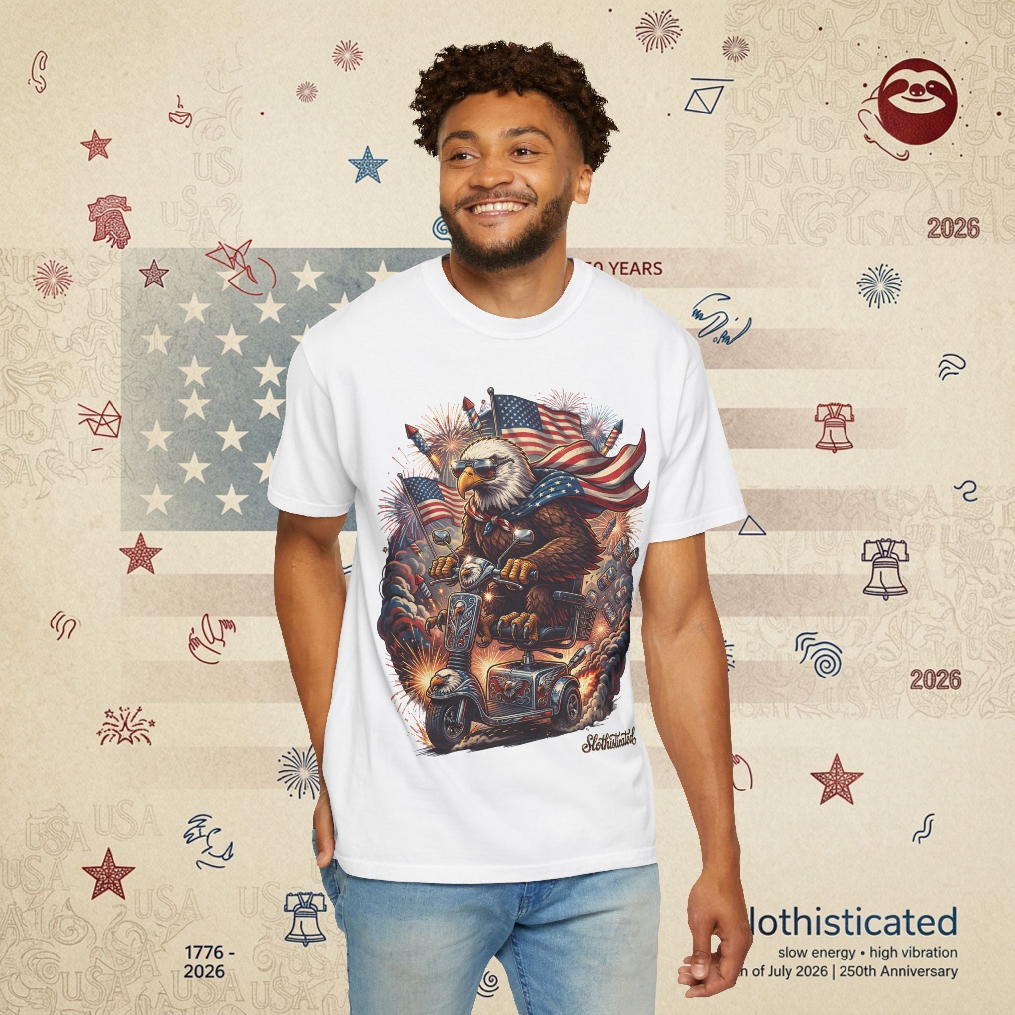 The Outrider — Patriotic Bald Eagle Motorcycle T-Shirt