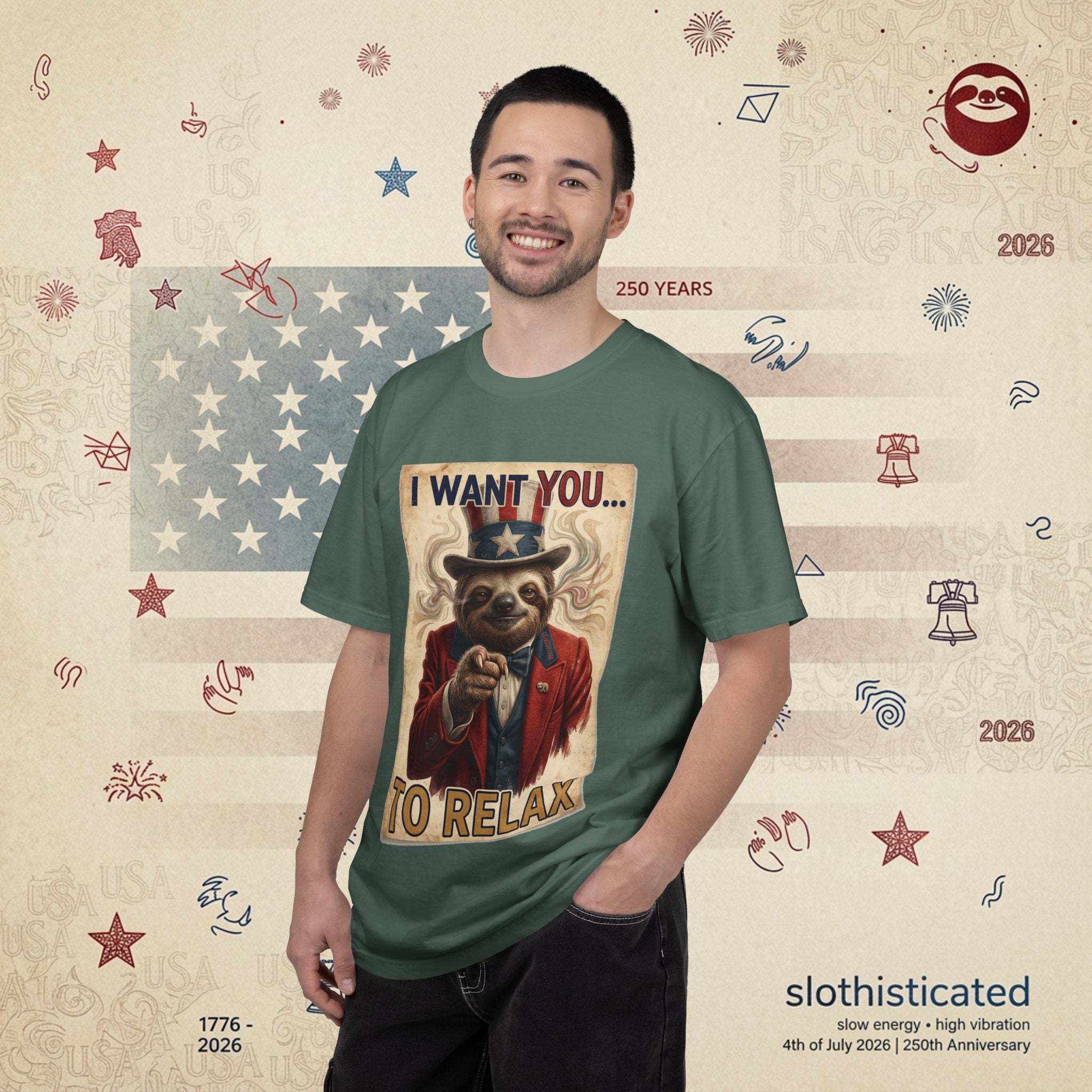 Uncle Slow — Patriotic Uncle Sam Sloth Relax Parody T-Shirt