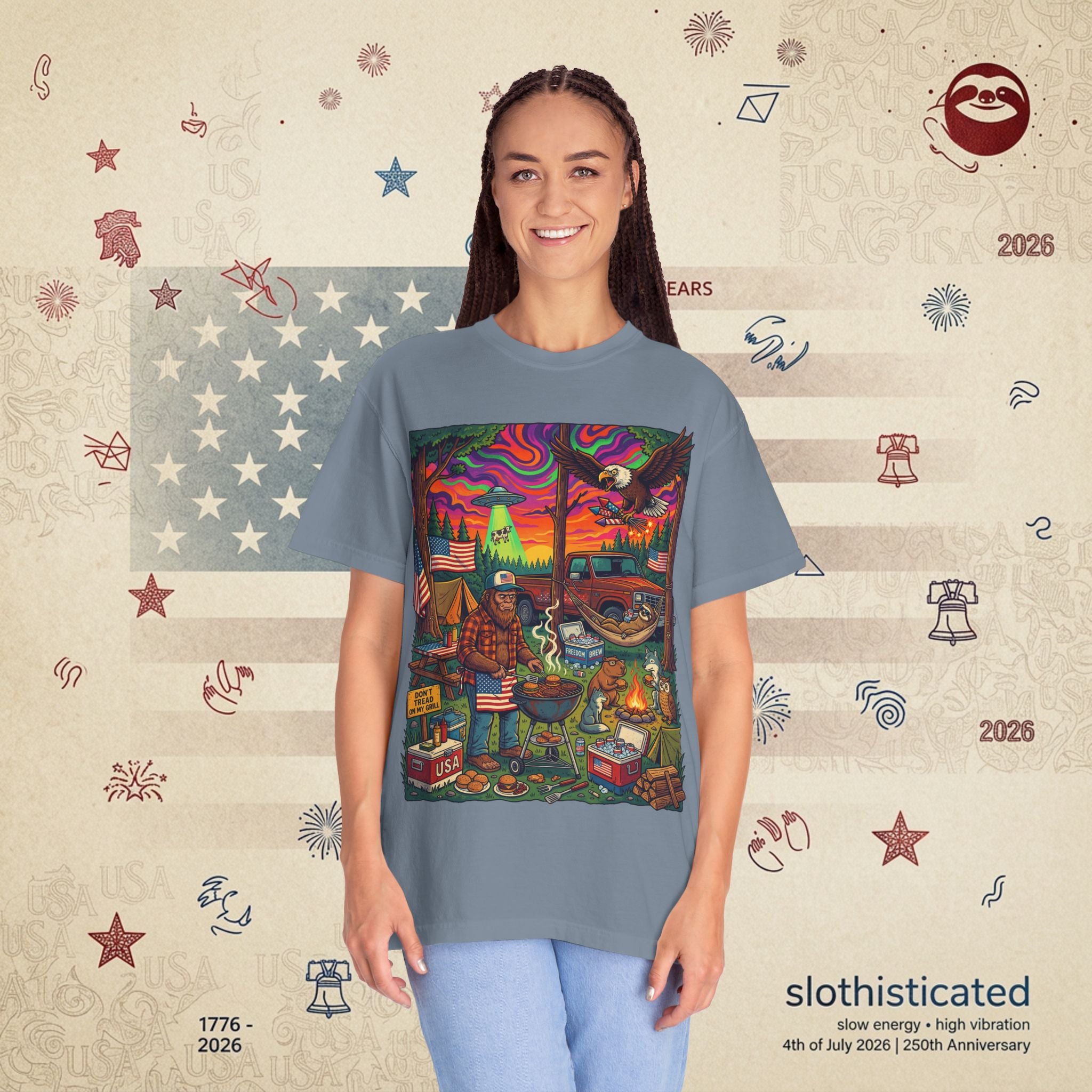 The Long Weekend — Sloth Campfire Americana T-Shirt