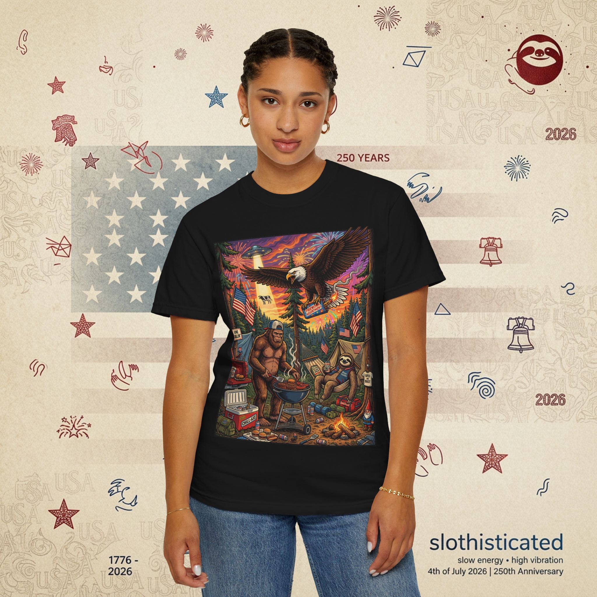 The Pitmaster — Patriotic Sasquatch Eagle Cookout T-Shirt