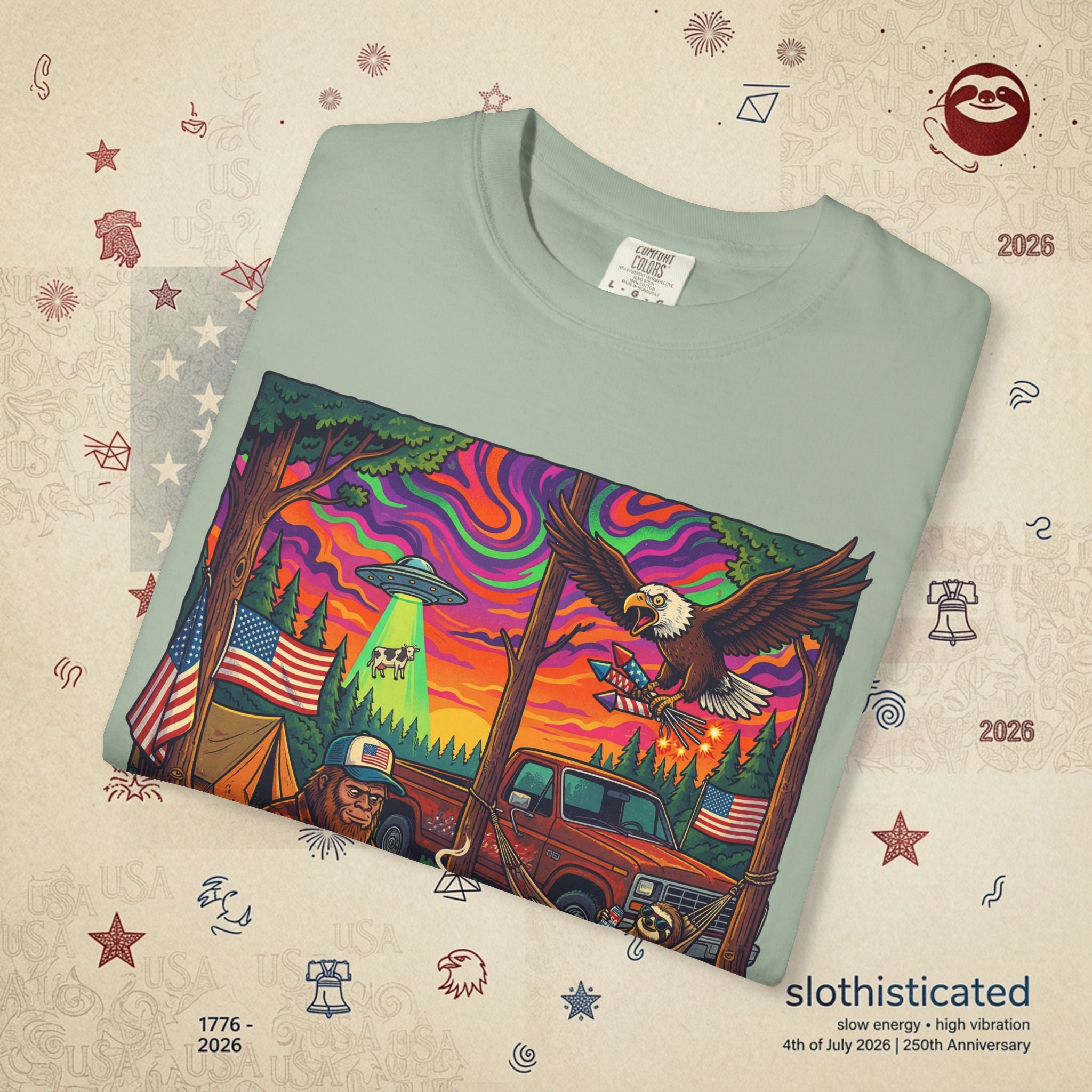 The Long Weekend — Sloth Campfire Americana T-Shirt
