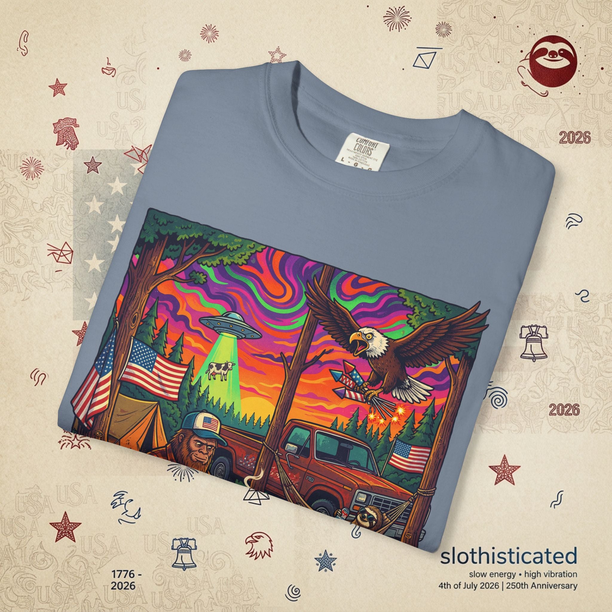 The Long Weekend — Sloth Campfire Americana T-Shirt
