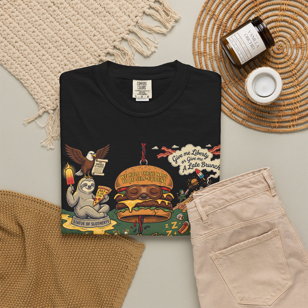 Independence Or Eats Later — Sloth Cookout Comic Tee