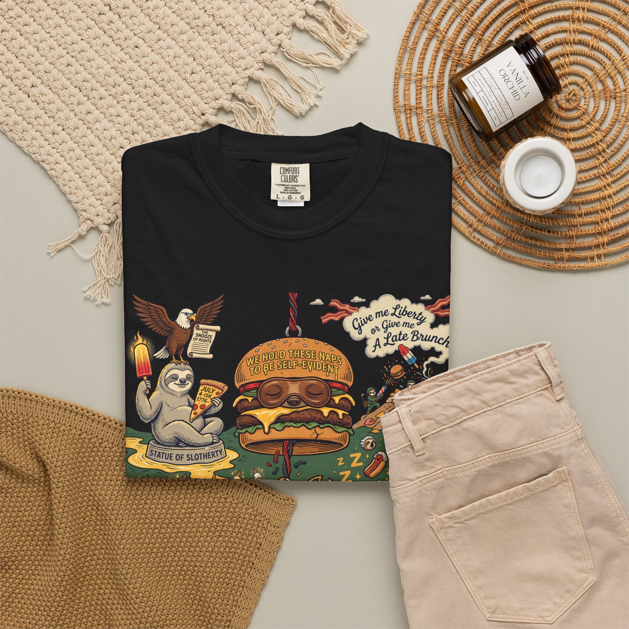 Independence Or Eats Later — Sloth Cookout Comic Tee