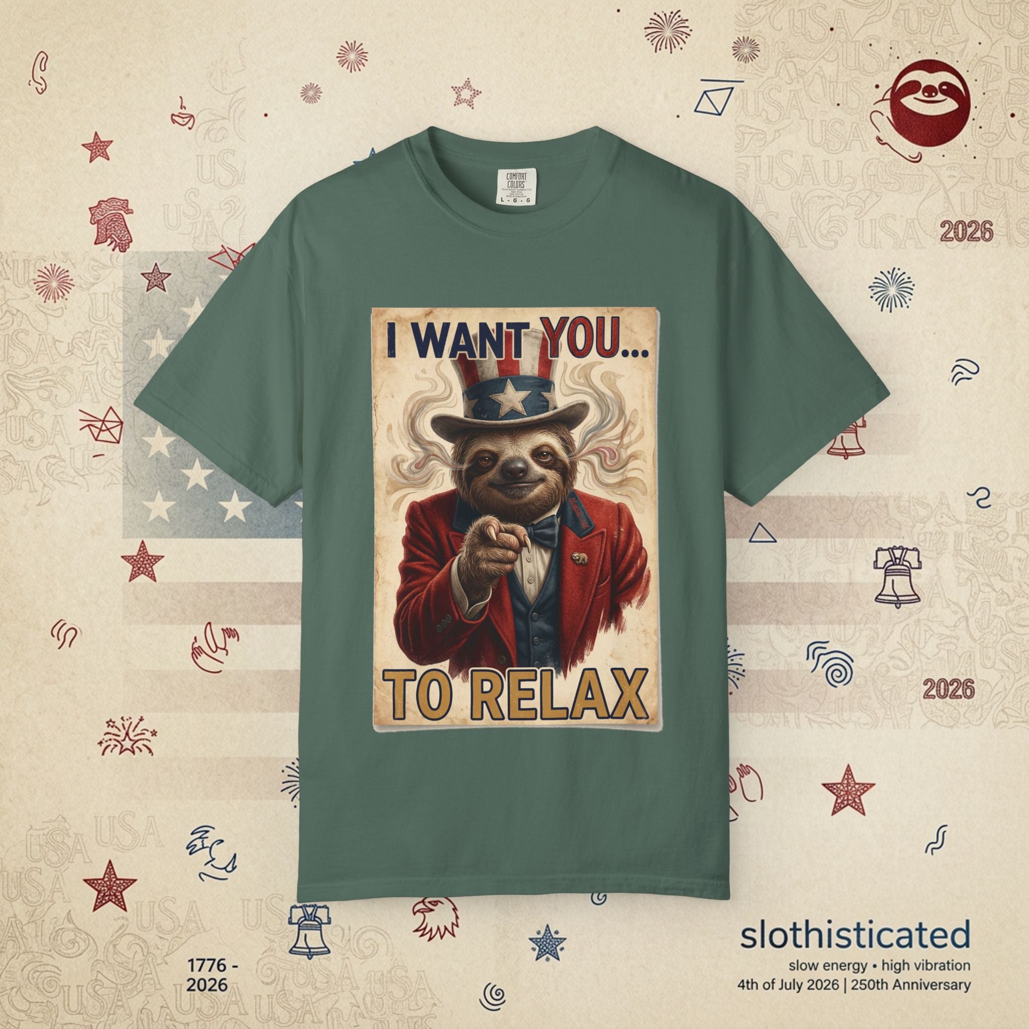 Uncle Slow — Patriotic Uncle Sam Sloth Relax Parody T-Shirt