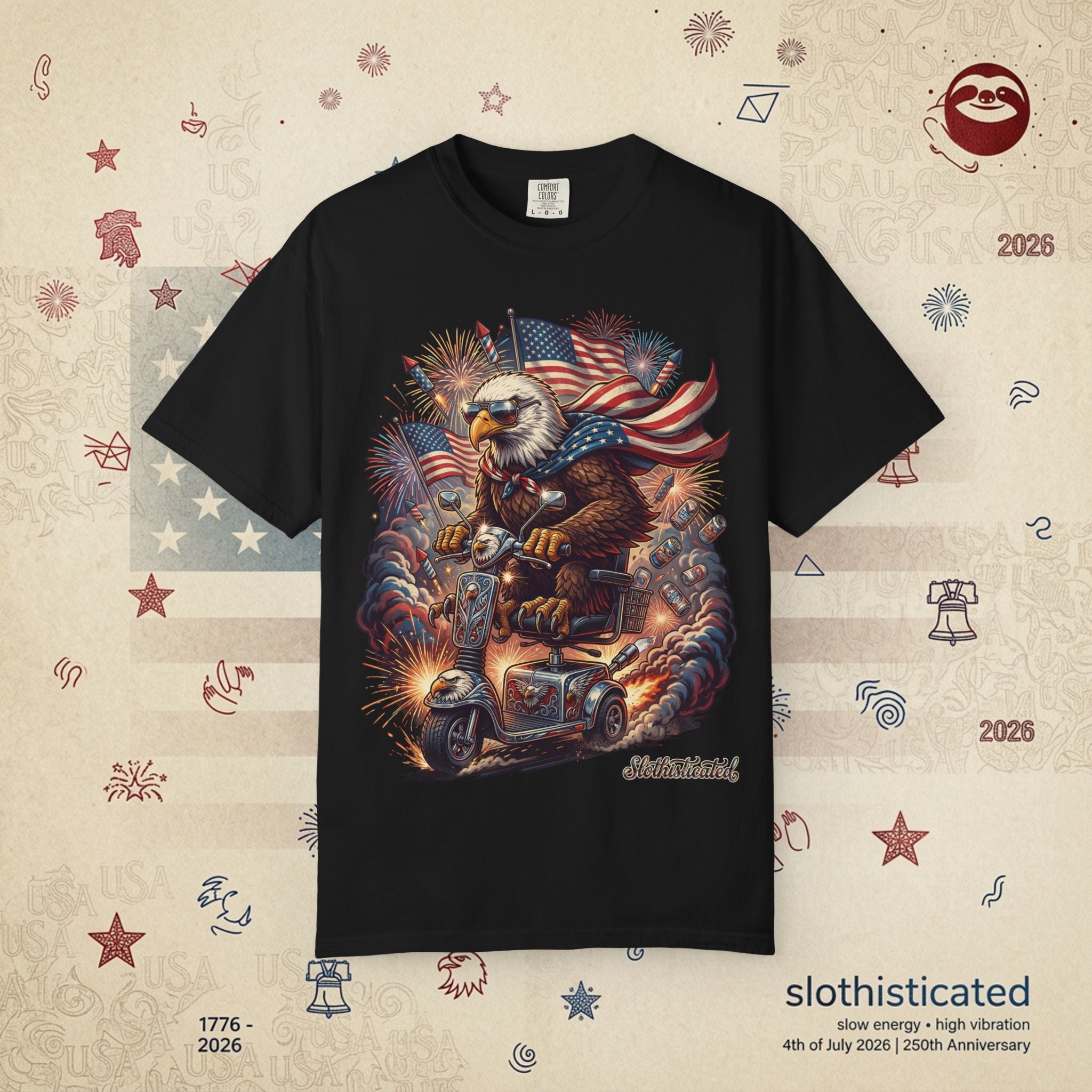 The Outrider — Patriotic Bald Eagle Motorcycle T-Shirt
