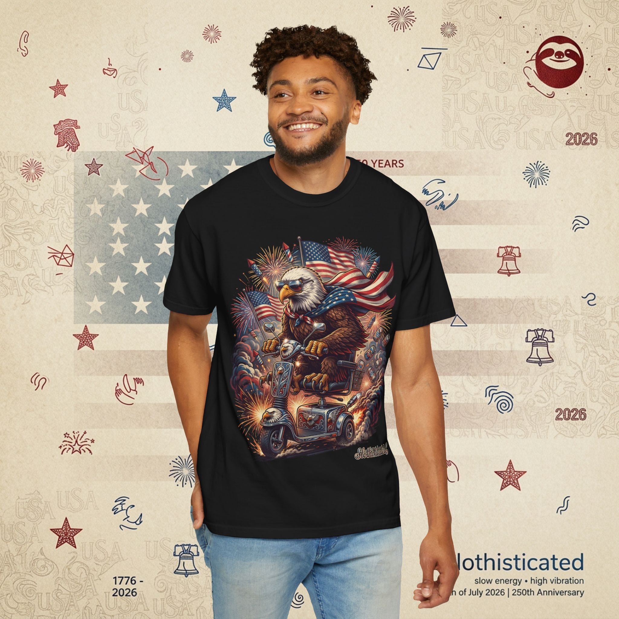 The Outrider — Patriotic Bald Eagle Motorcycle T-Shirt