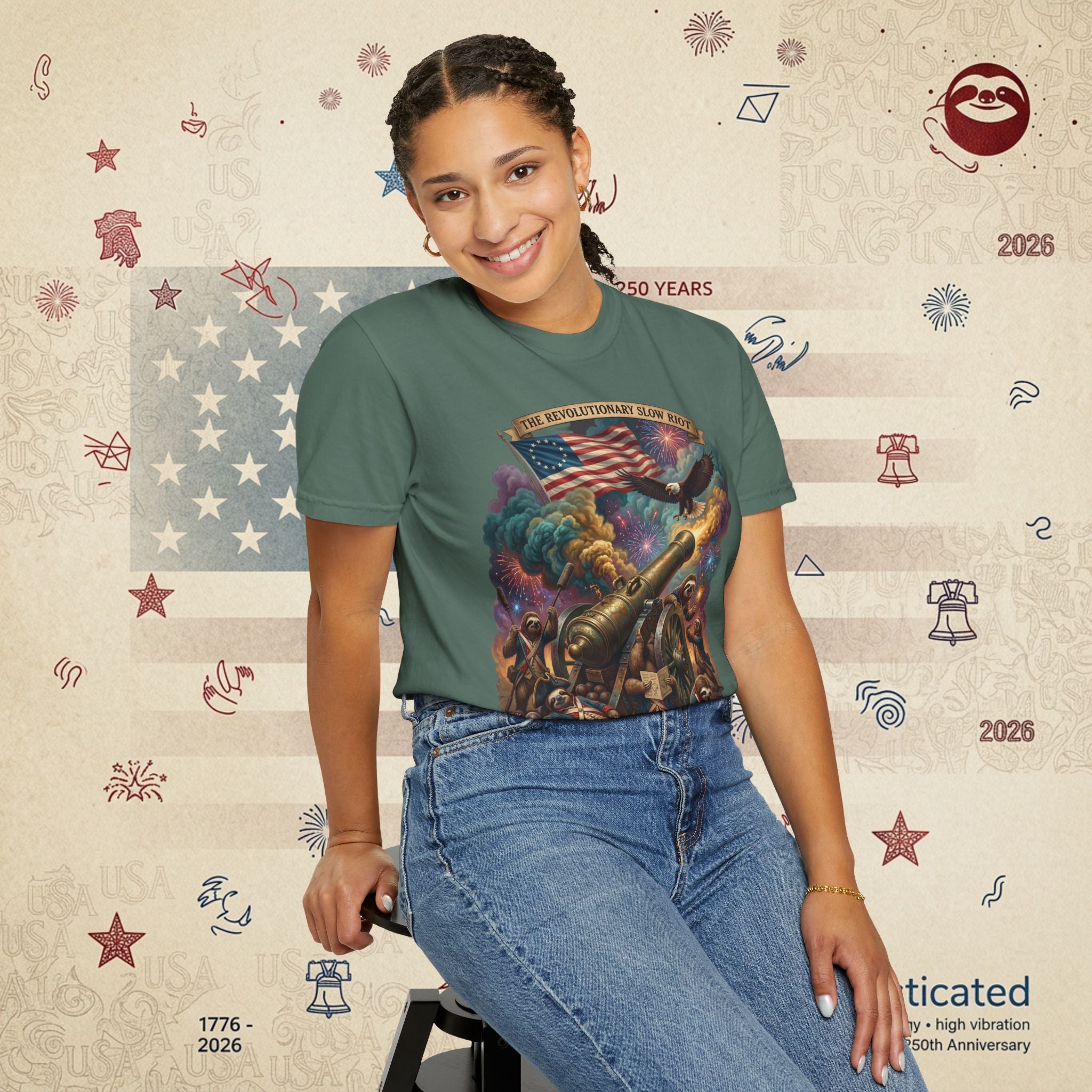 The Slow Riot — Patriotic Revolutionary Cannon 1776–2026 T-Shirt